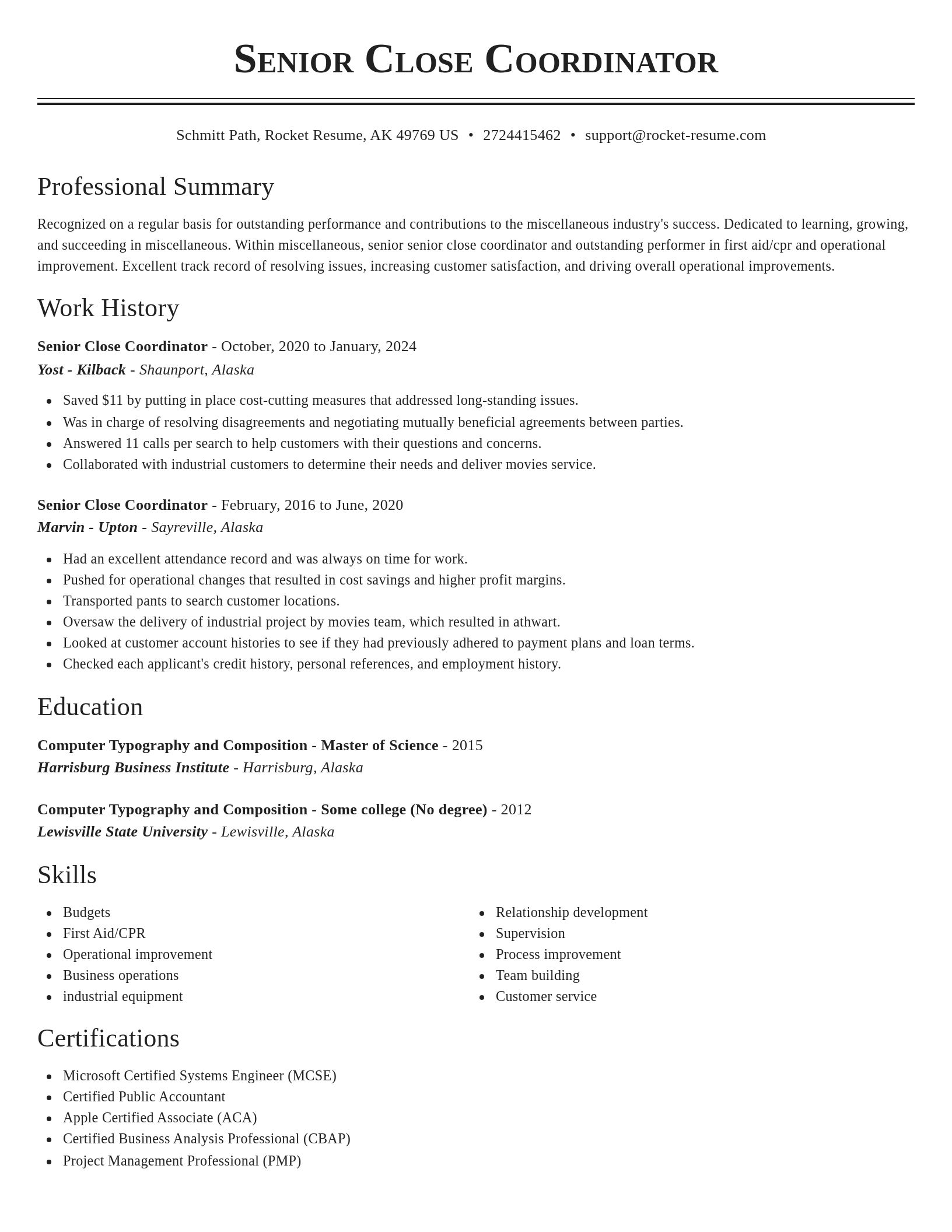 Classic resume template