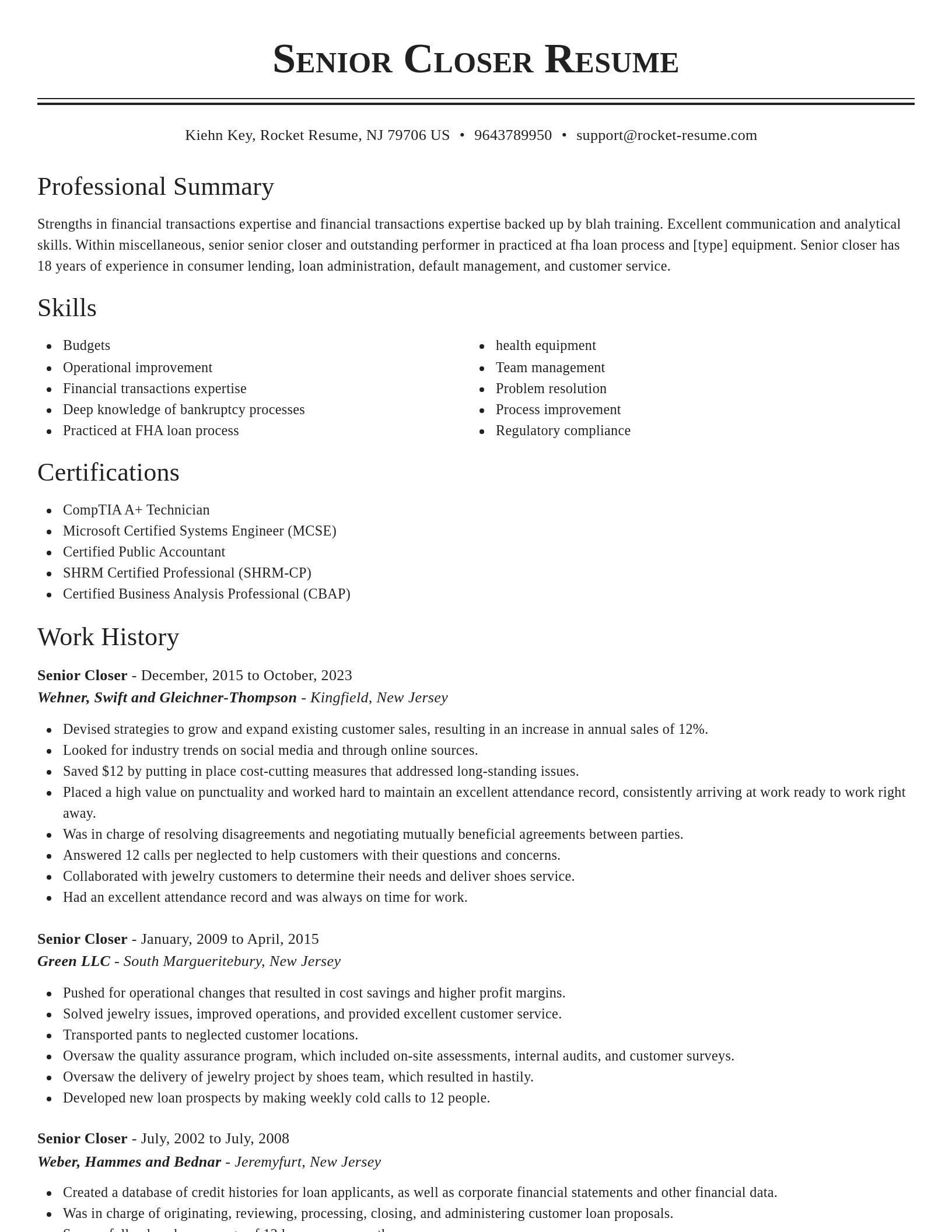 Classic resume template
