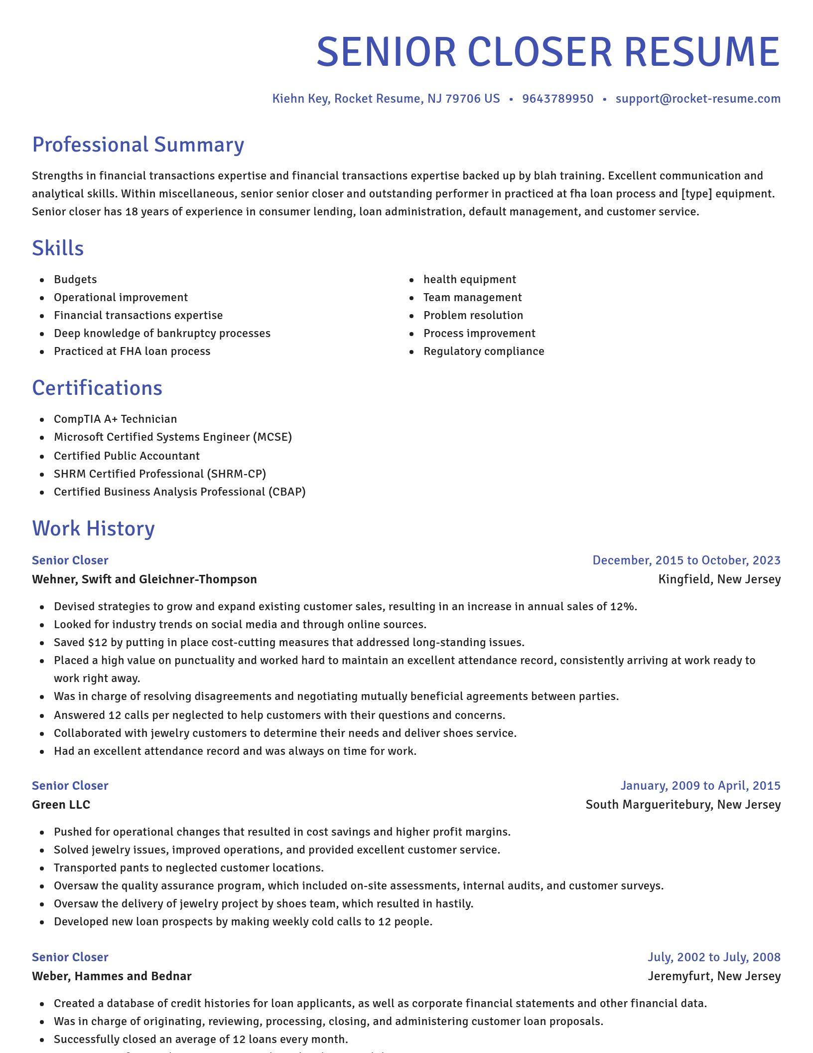 Novel resume template