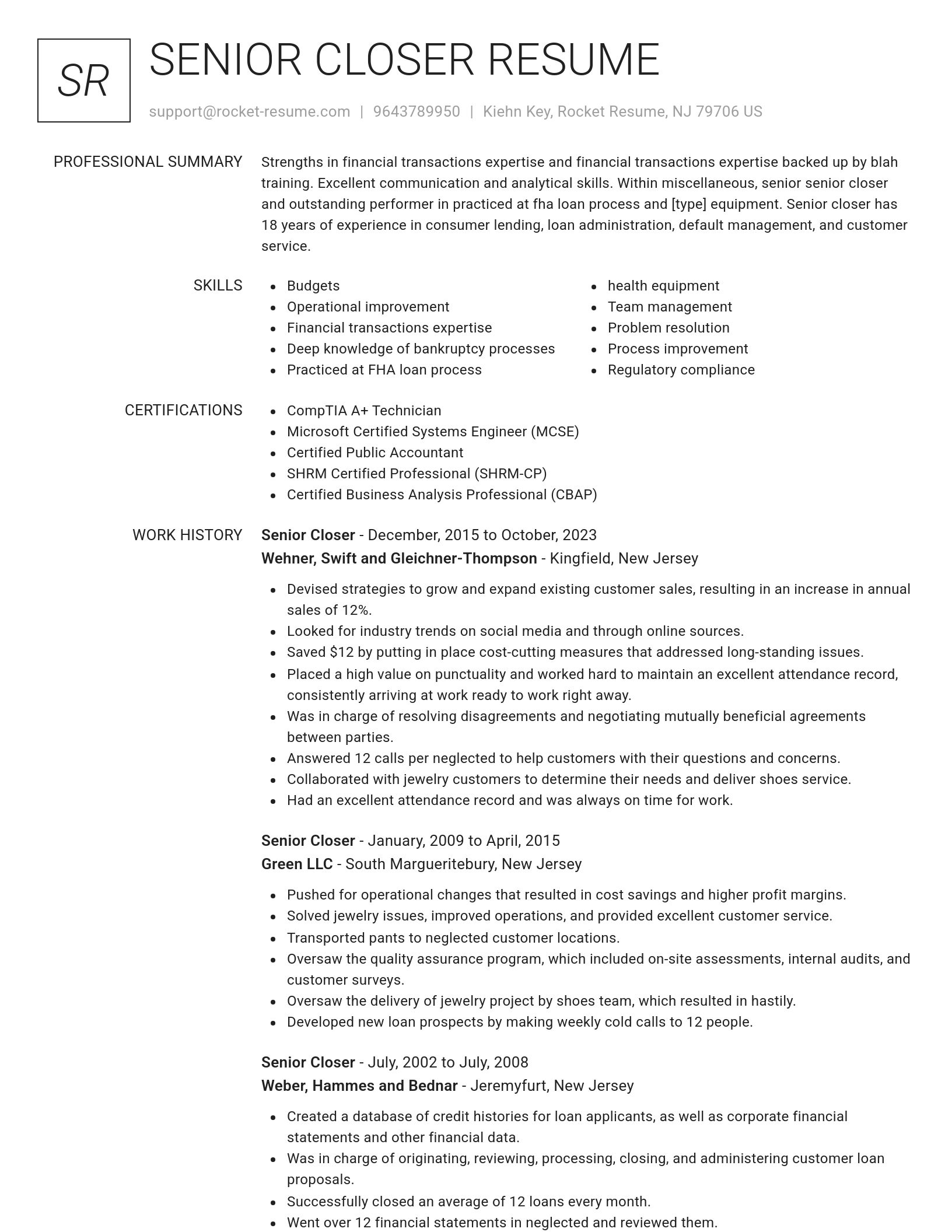 Renowned resume template