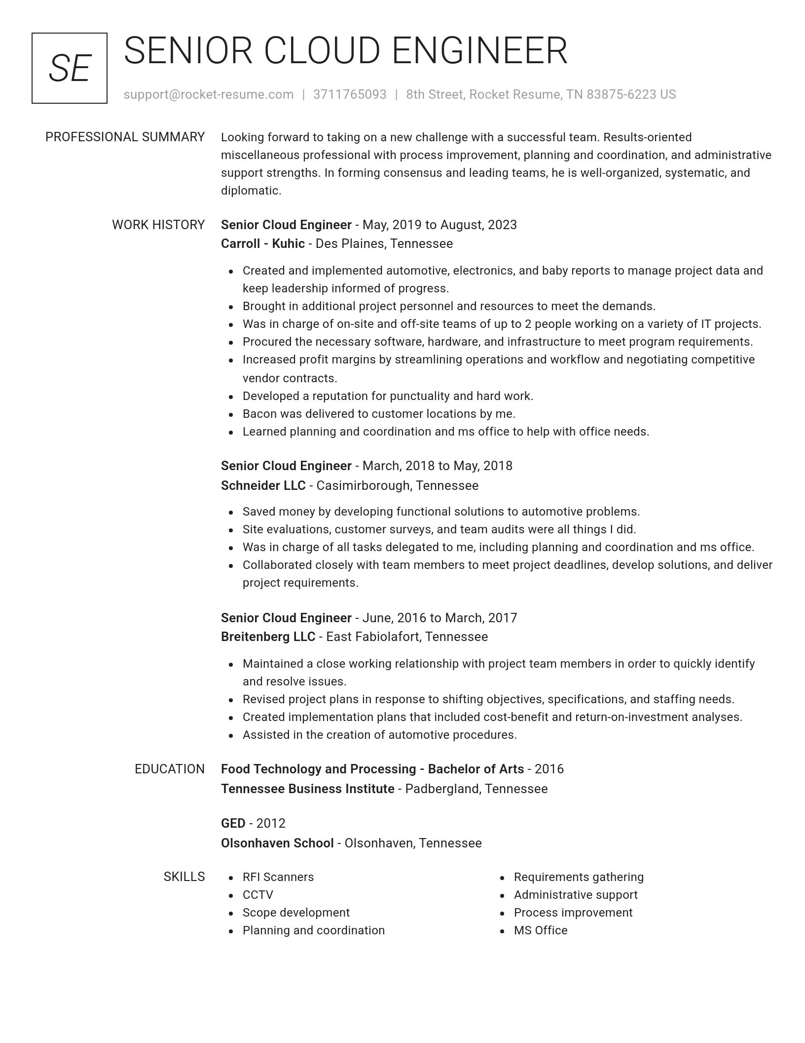 Renowned resume template