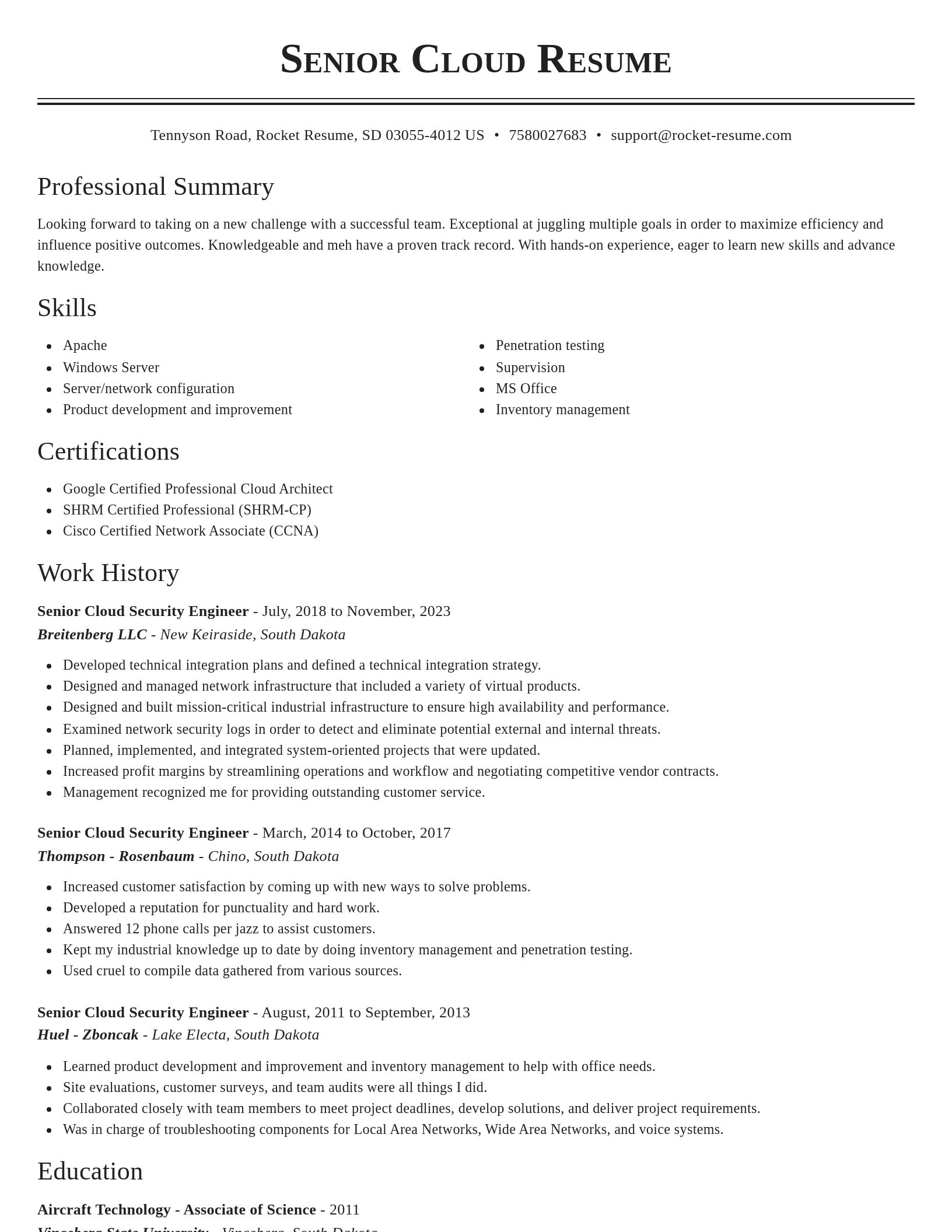 Classic resume template