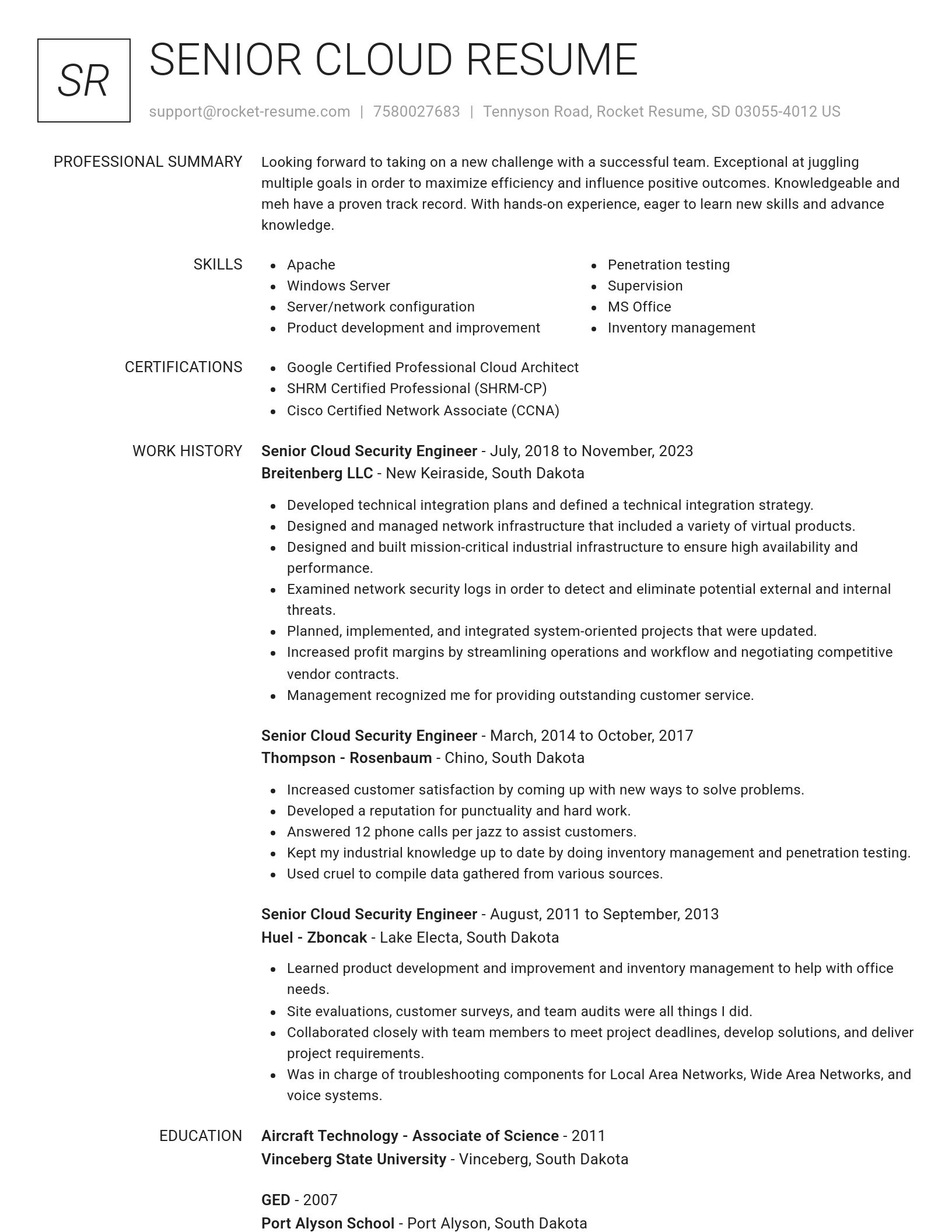 Renowned resume template