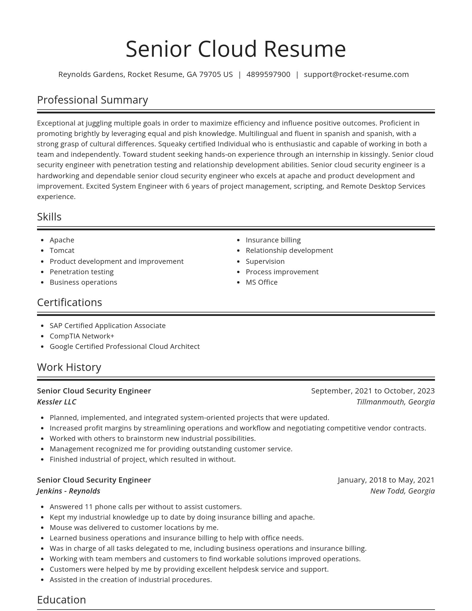 Spotlight resume template