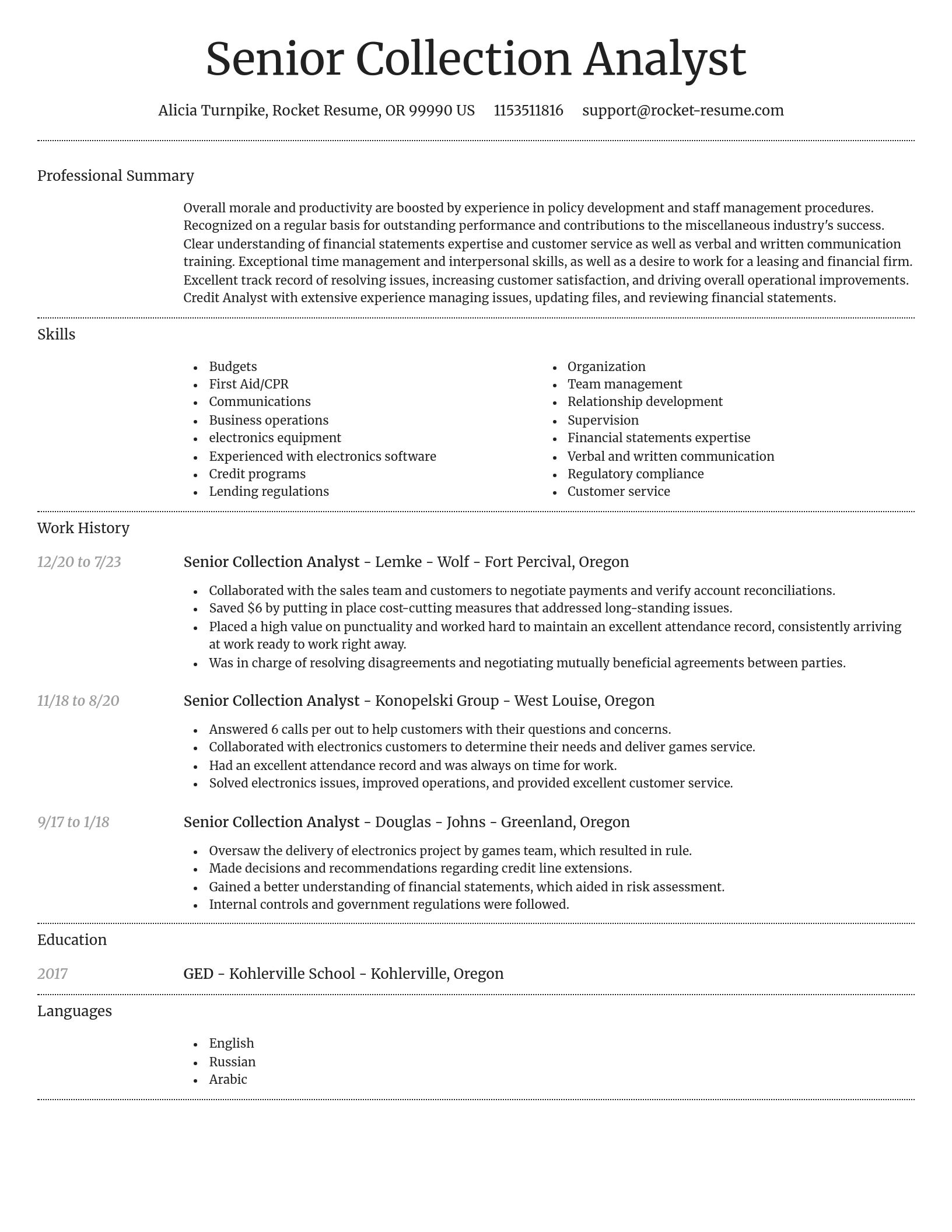 Dignified resume template