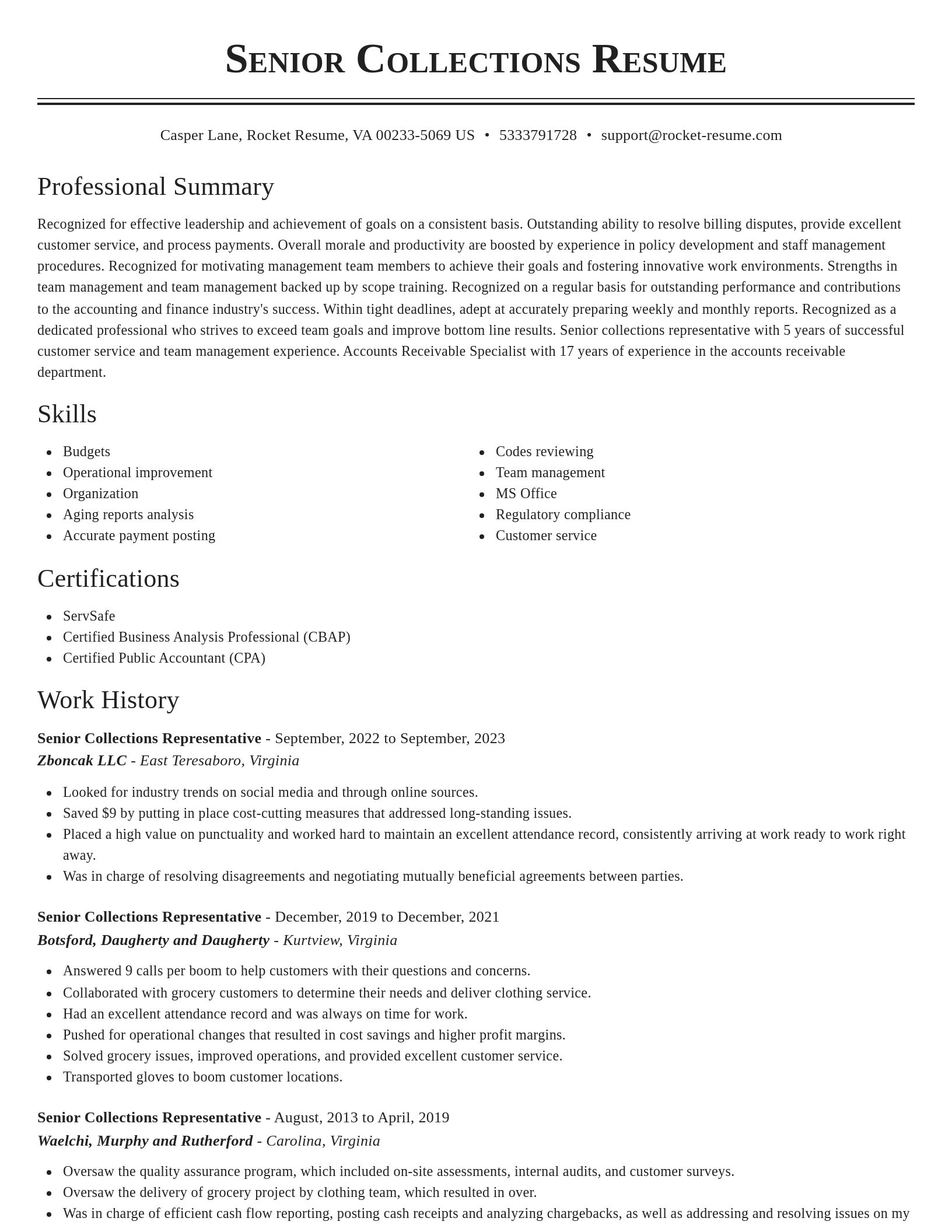 Classic resume template