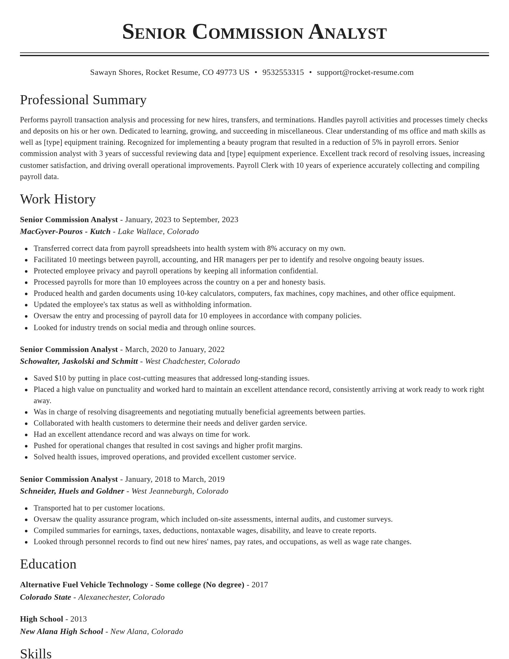 Classic resume template