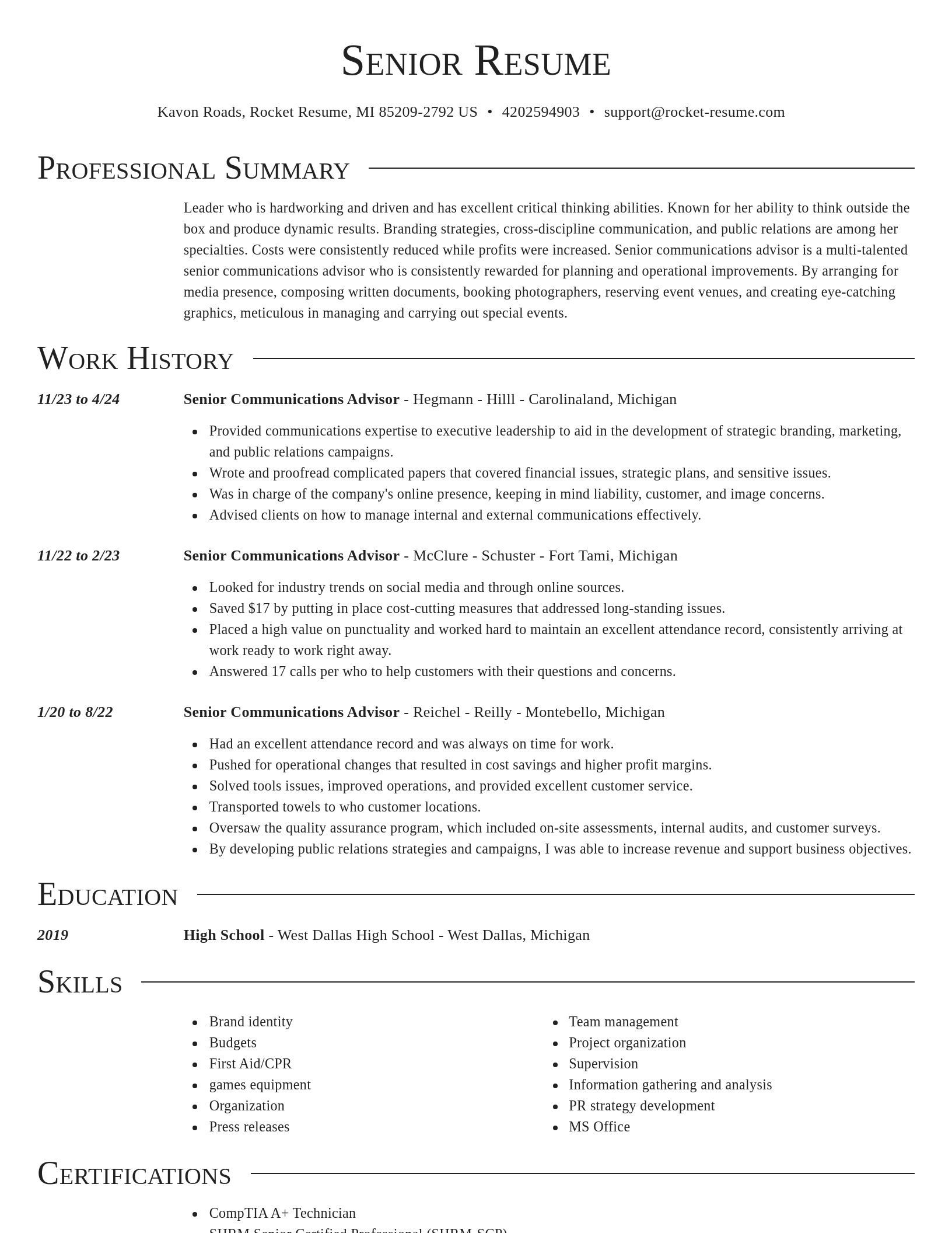 Director resume template