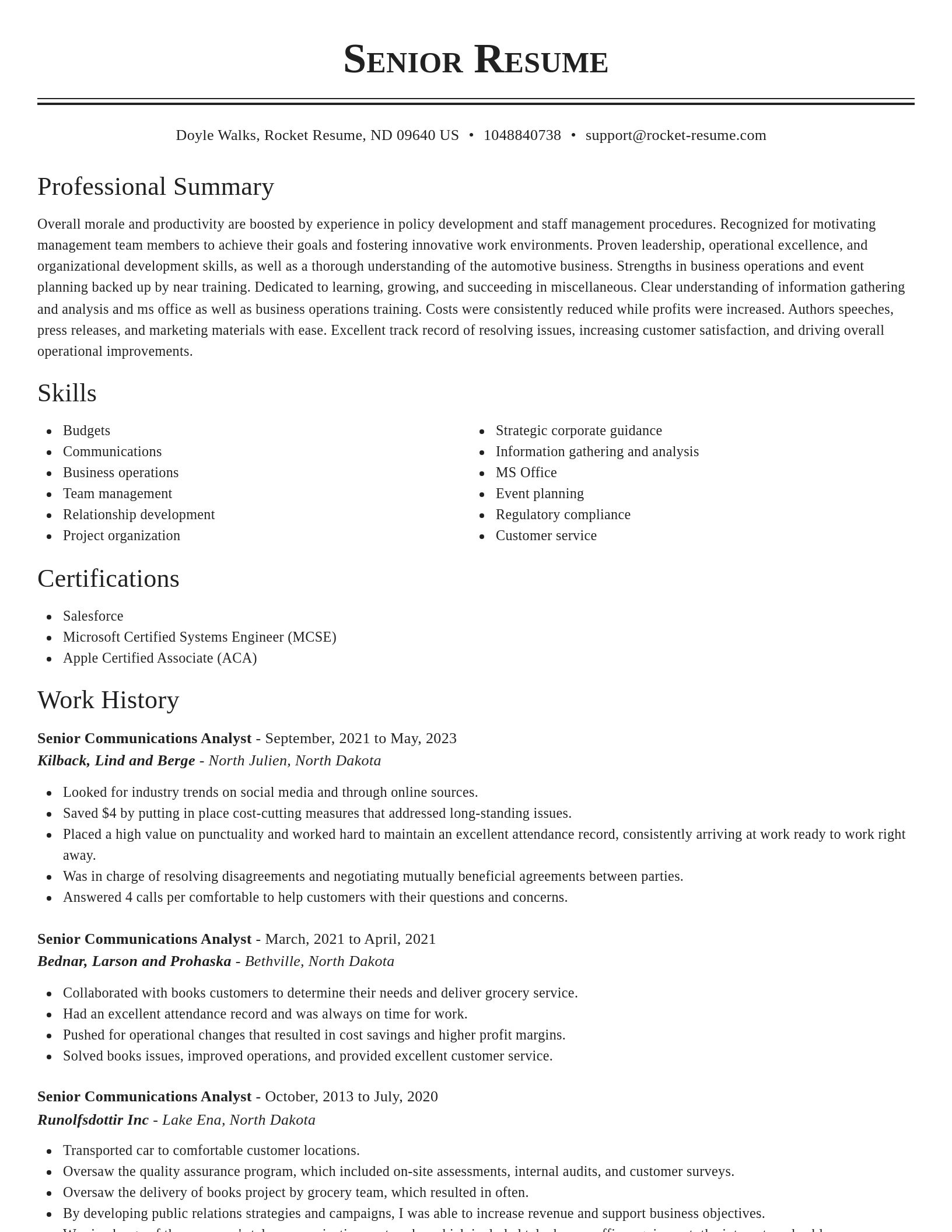 Classic resume template