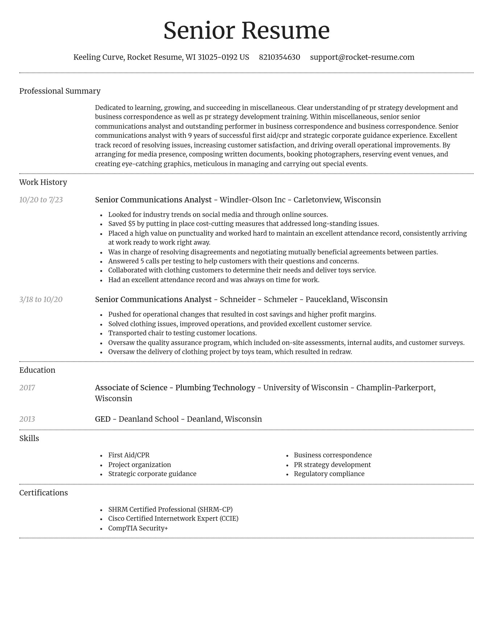 Dignified resume template