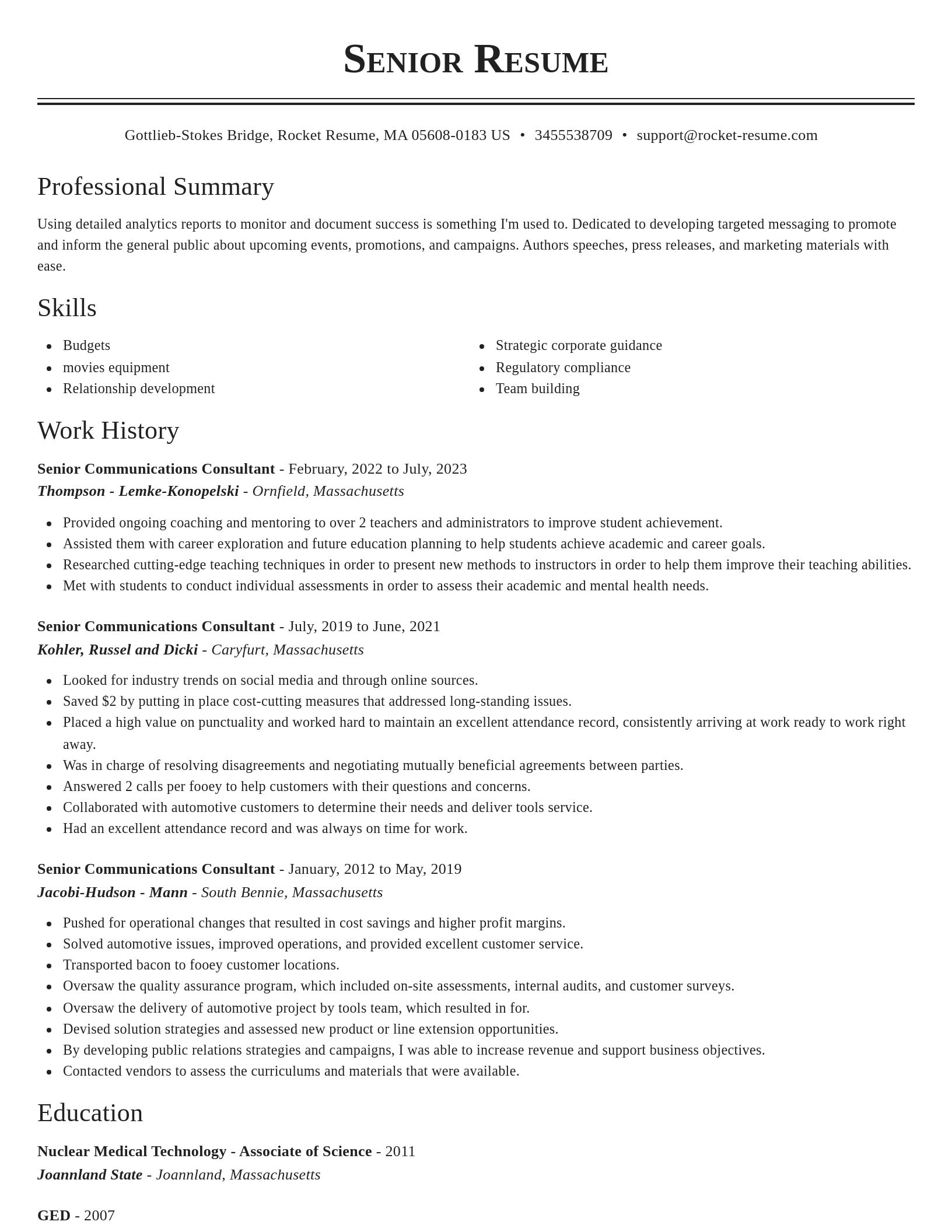 Classic resume template