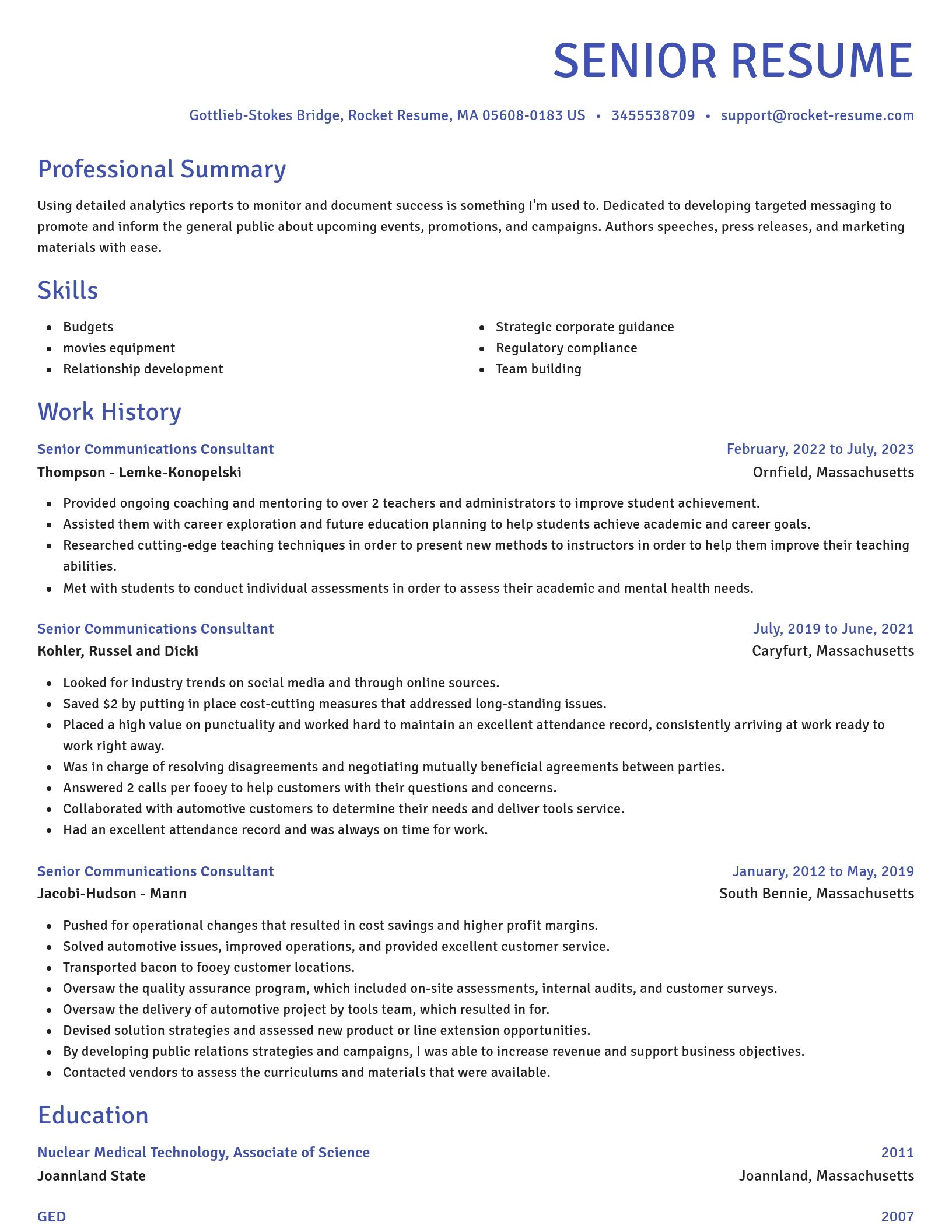 Novel resume template