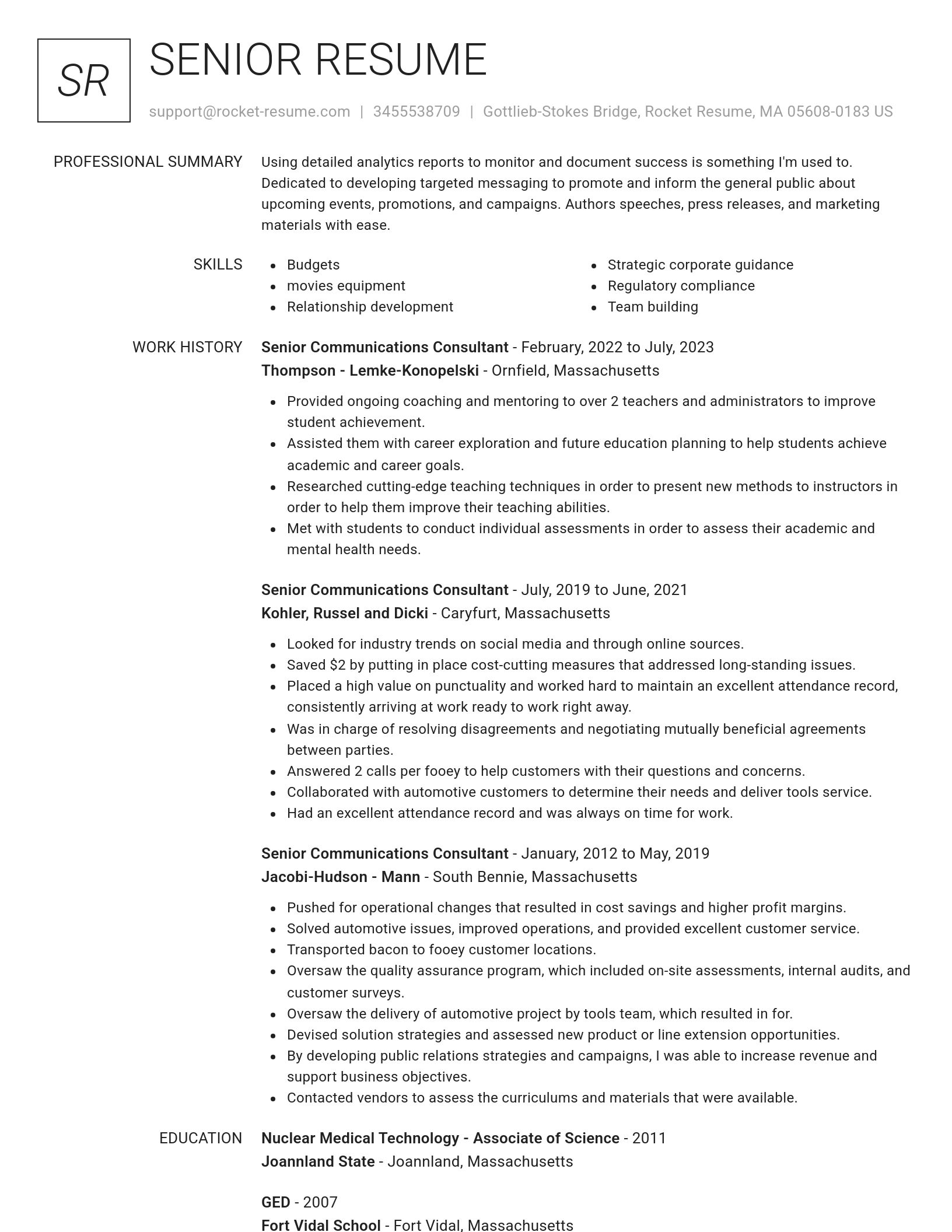 Renowned resume template