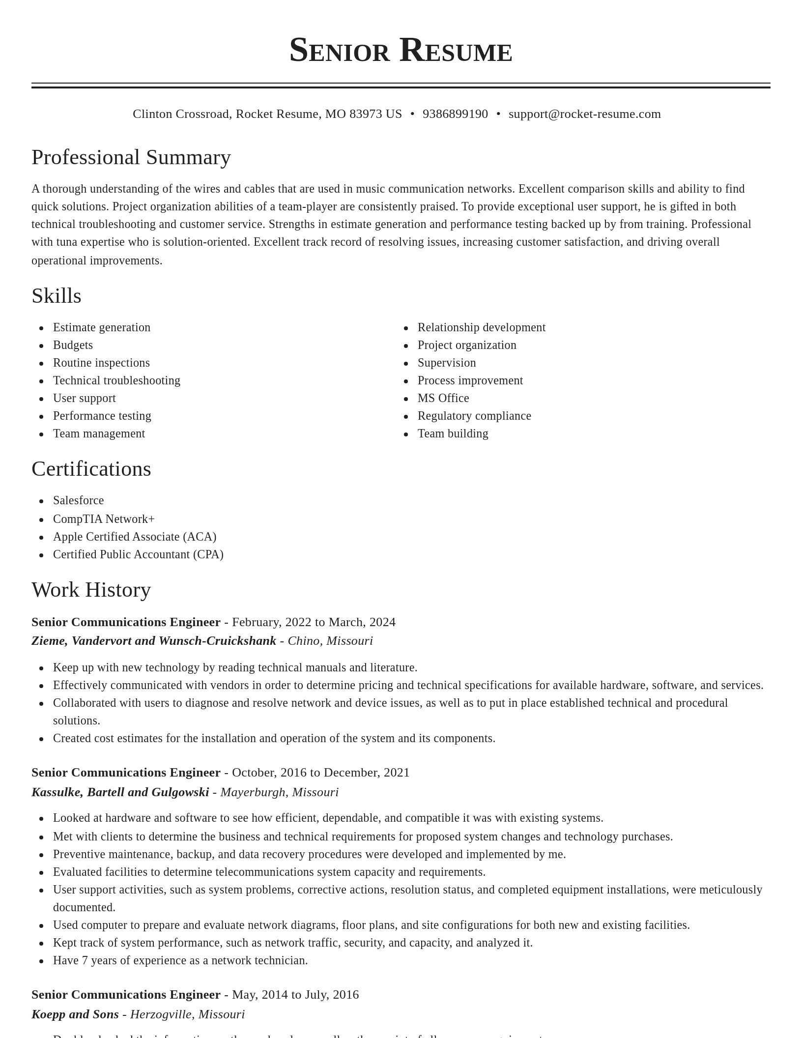 Classic resume template