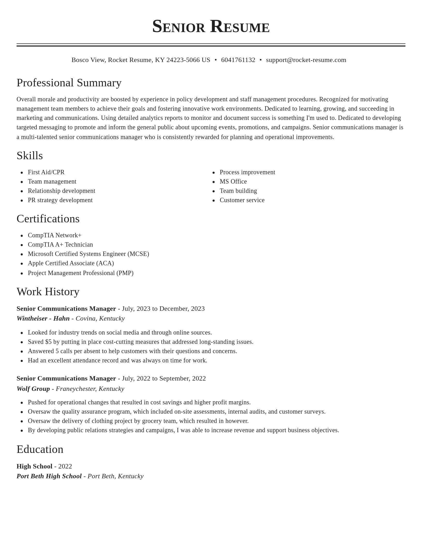 Classic resume template