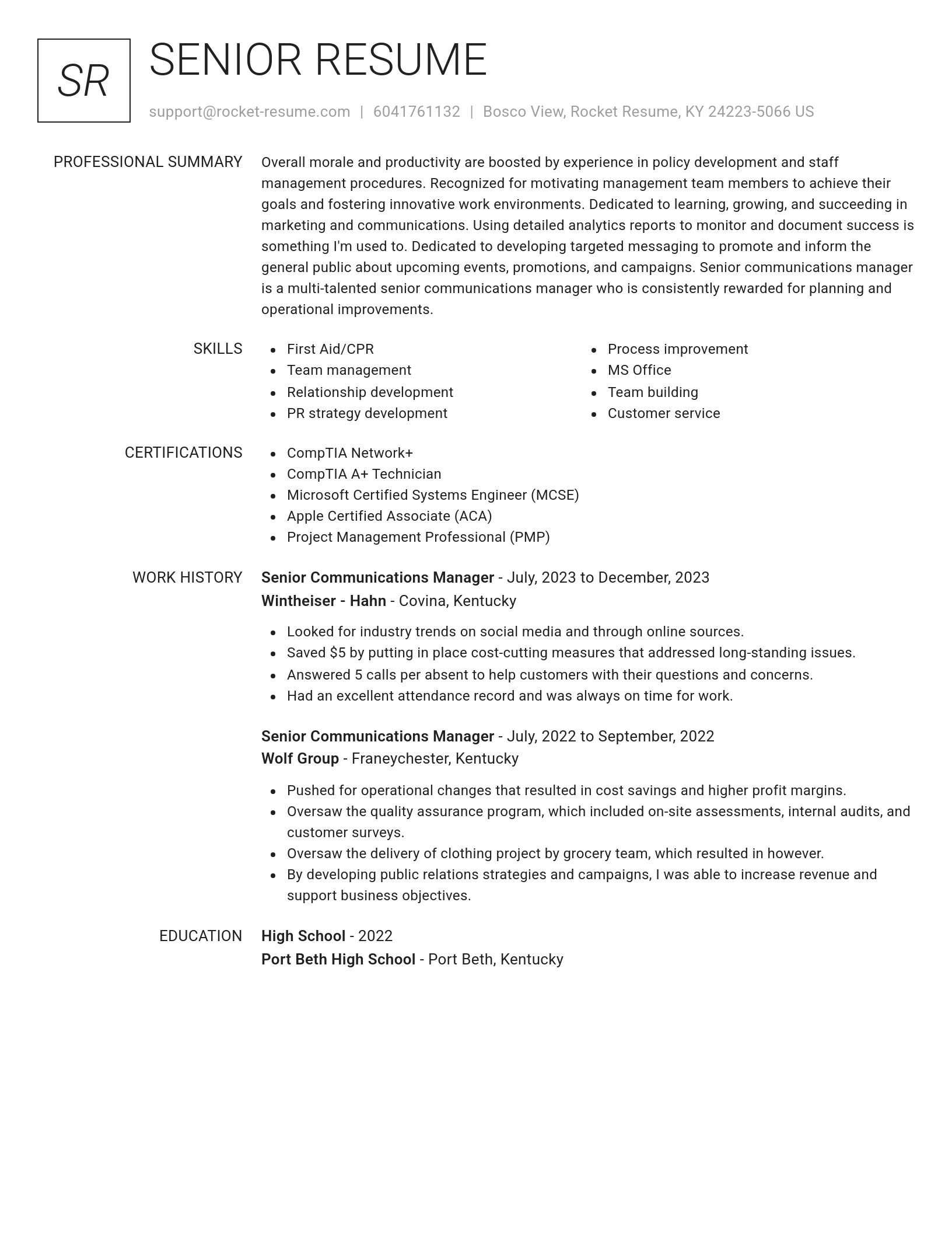 Renowned resume template