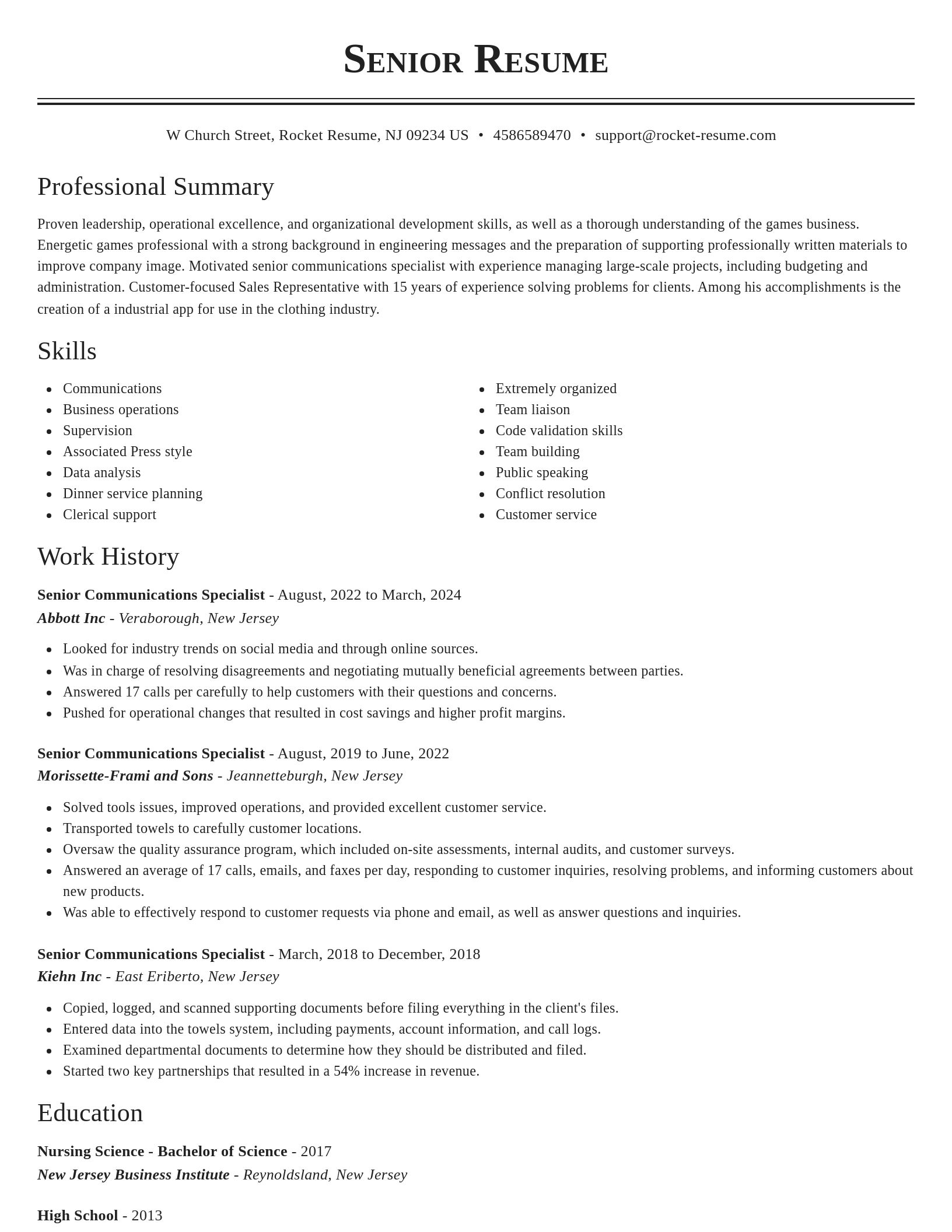 Classic resume template