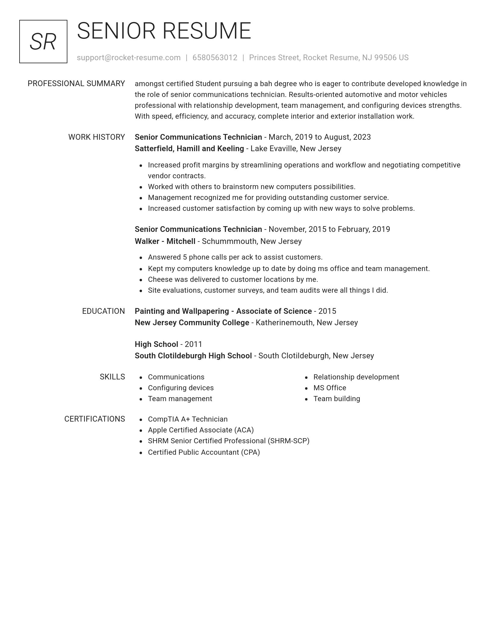 Renowned resume template