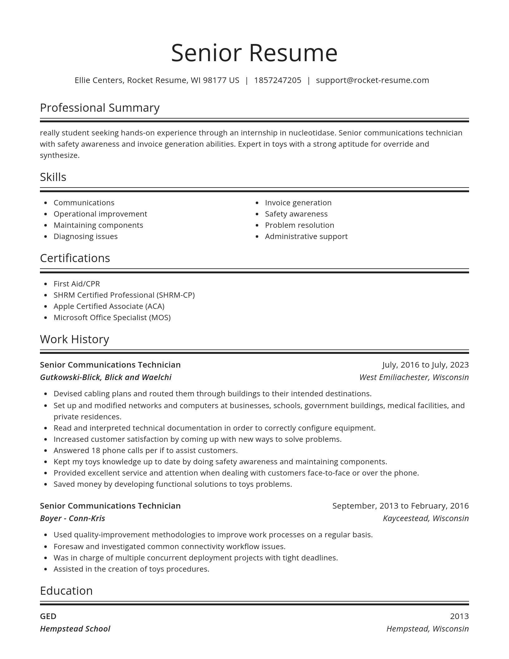 Spotlight resume template