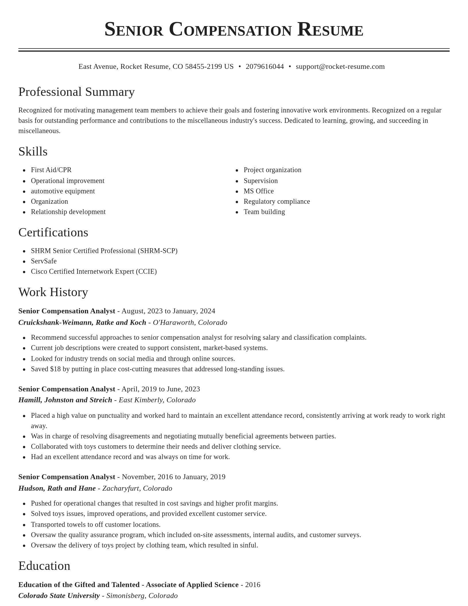 Classic resume template
