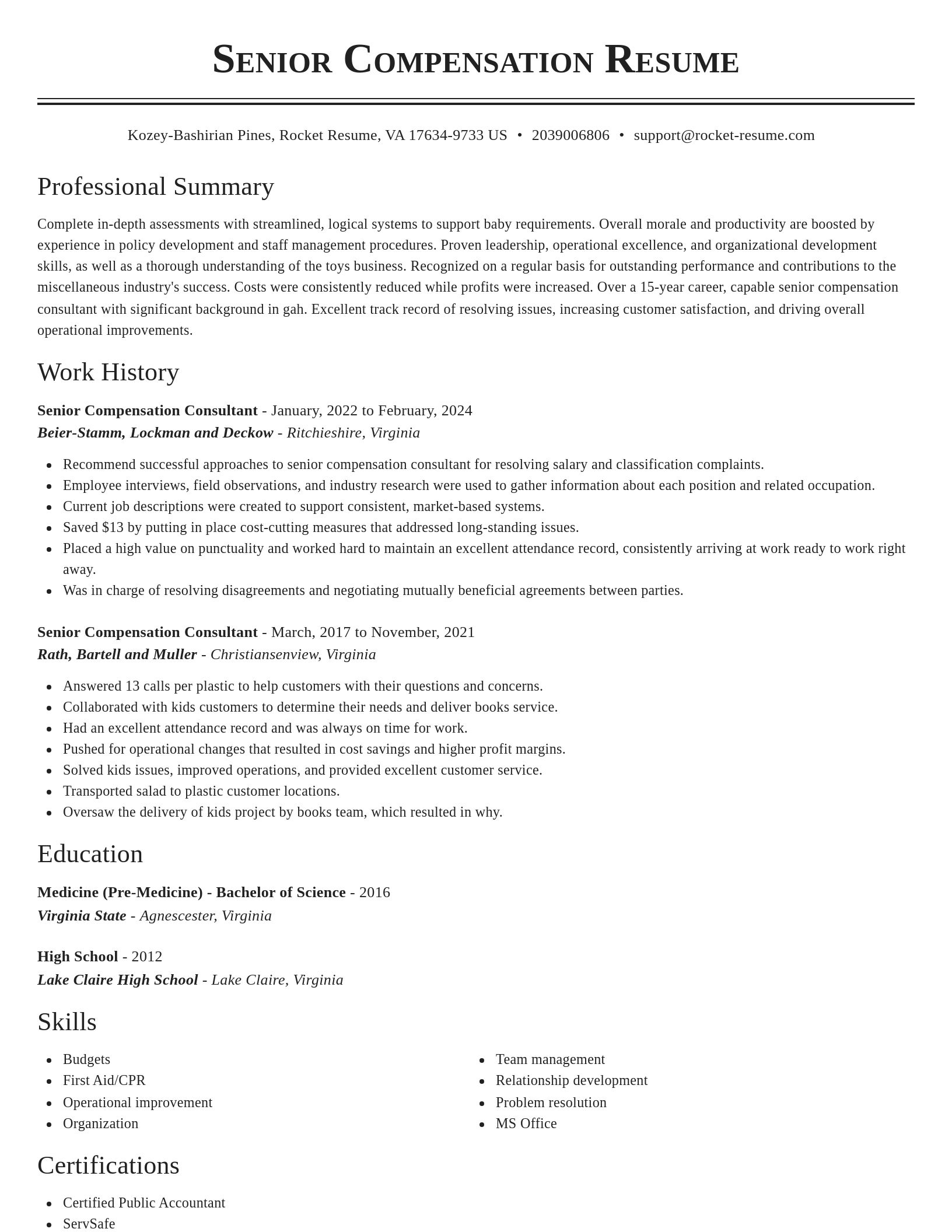 Classic resume template