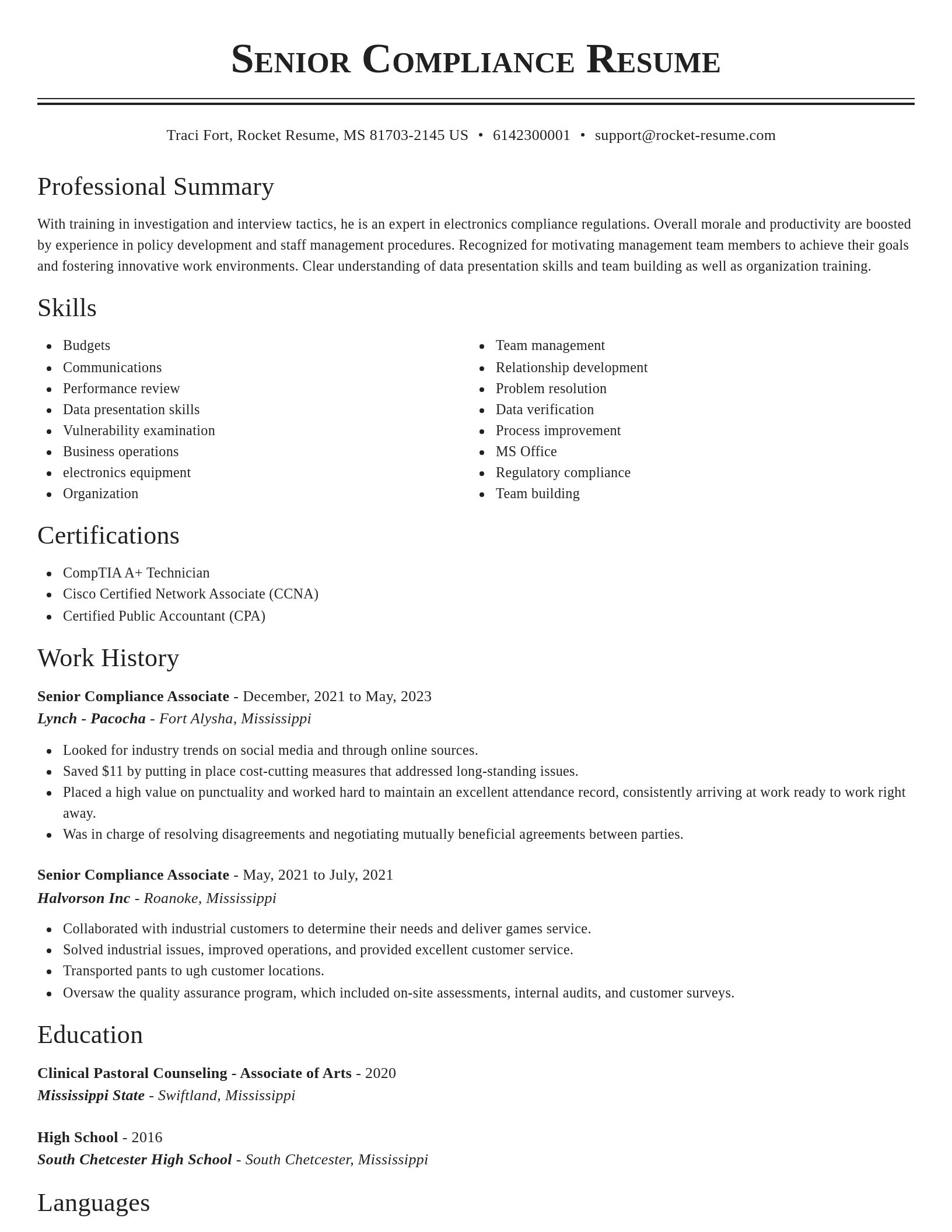 Classic resume template