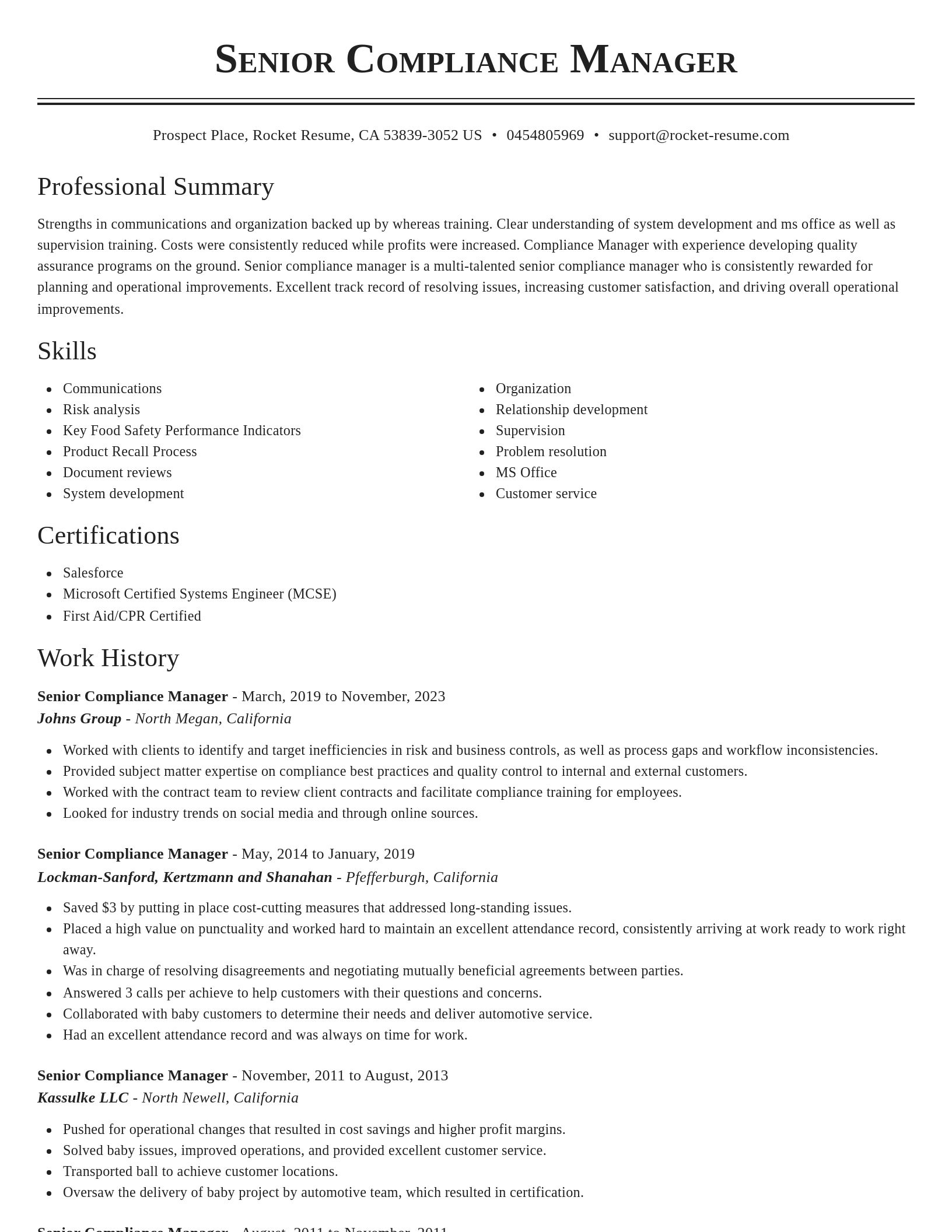 Classic resume template