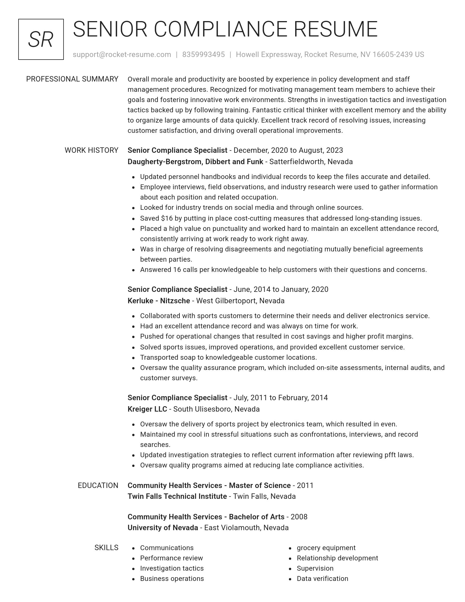 Renowned resume template
