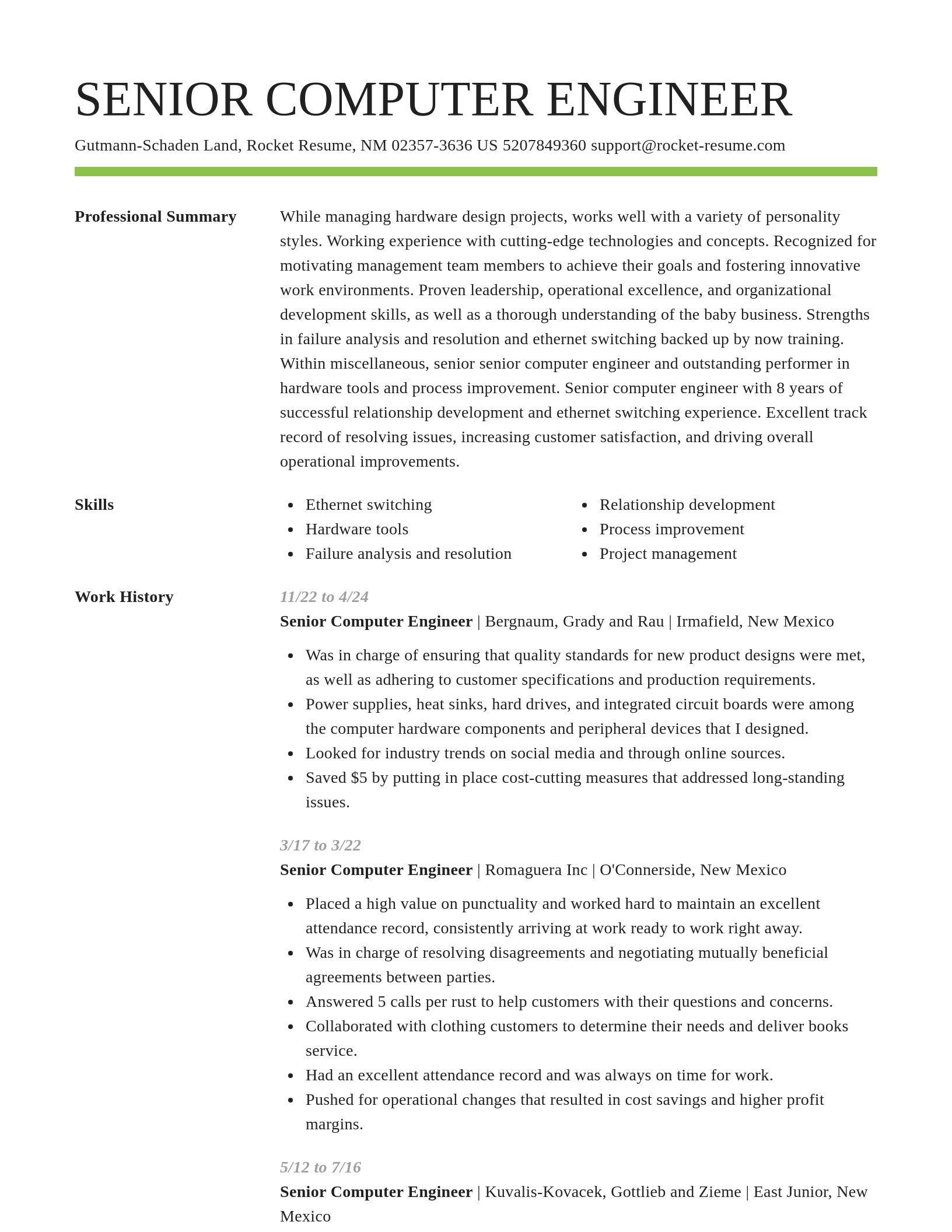 Smart resume template