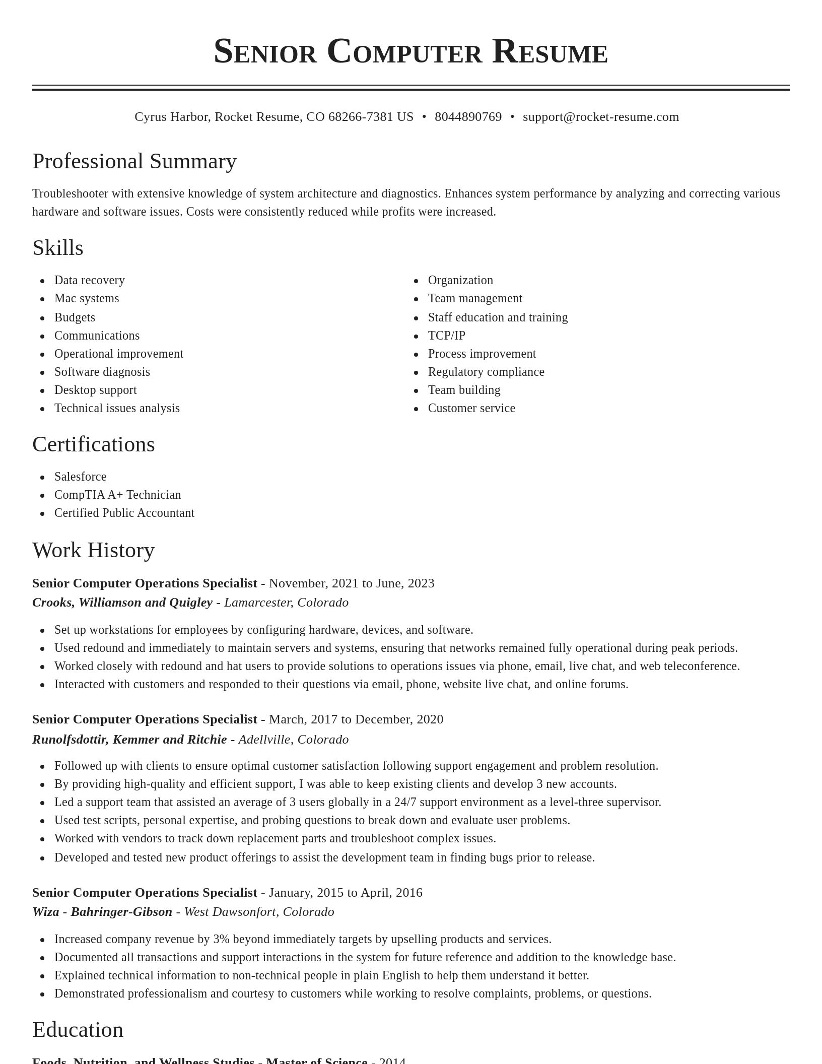 Classic resume template