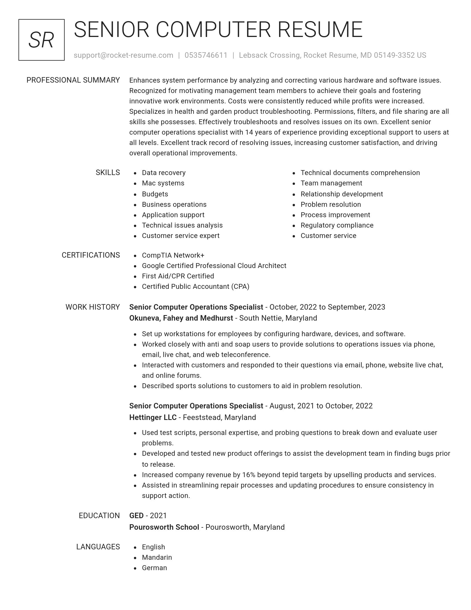 Renowned resume template