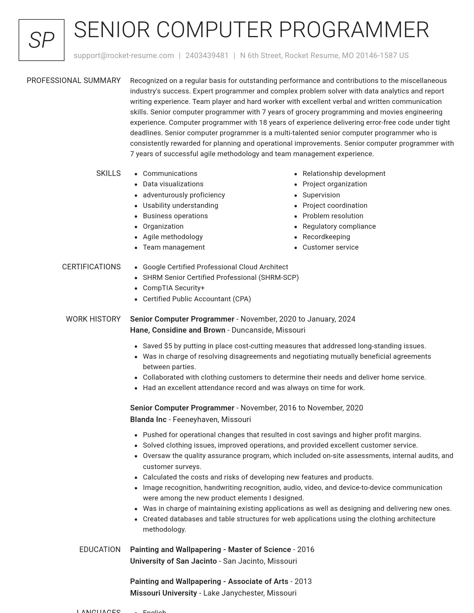 Renowned resume template