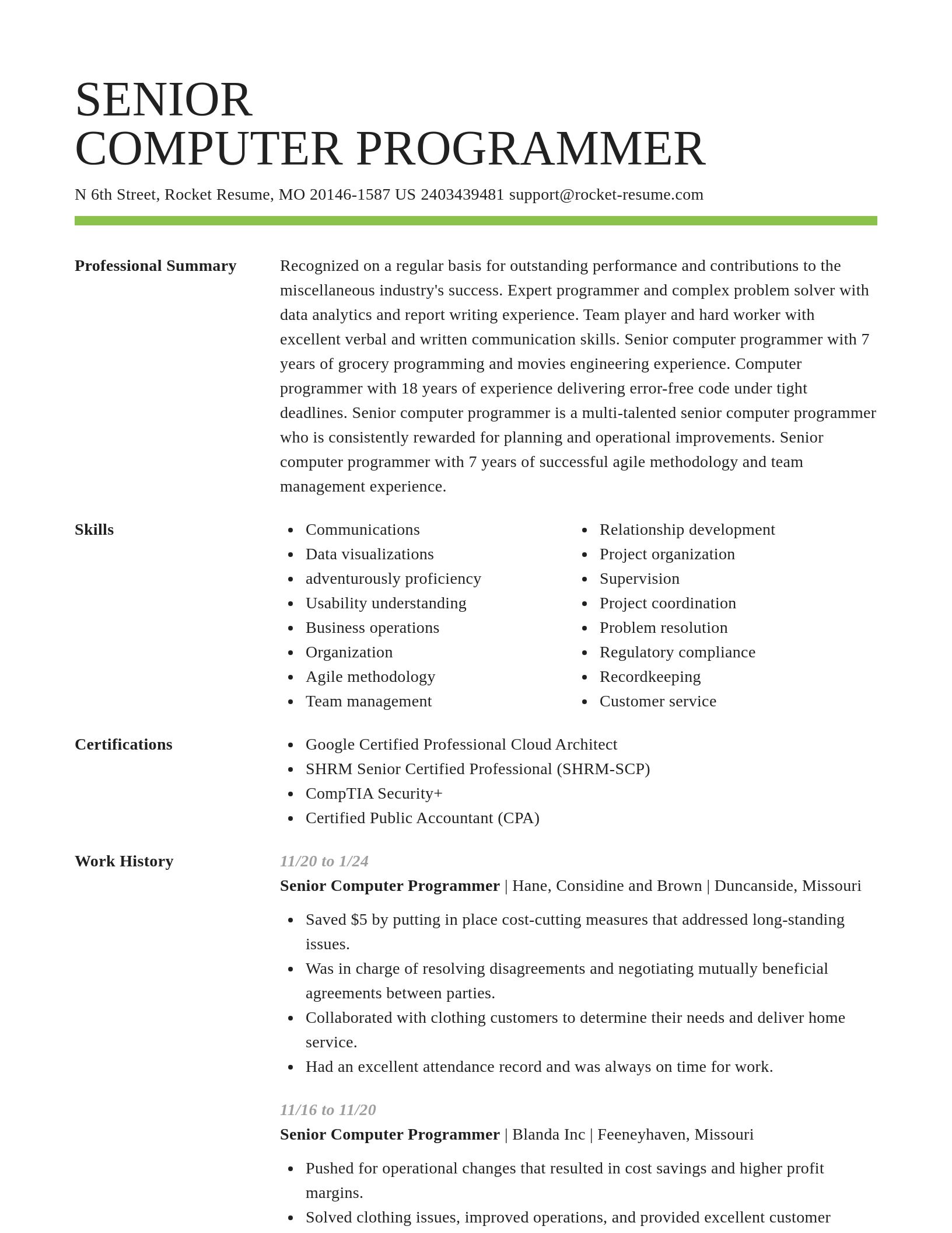 Smart resume template