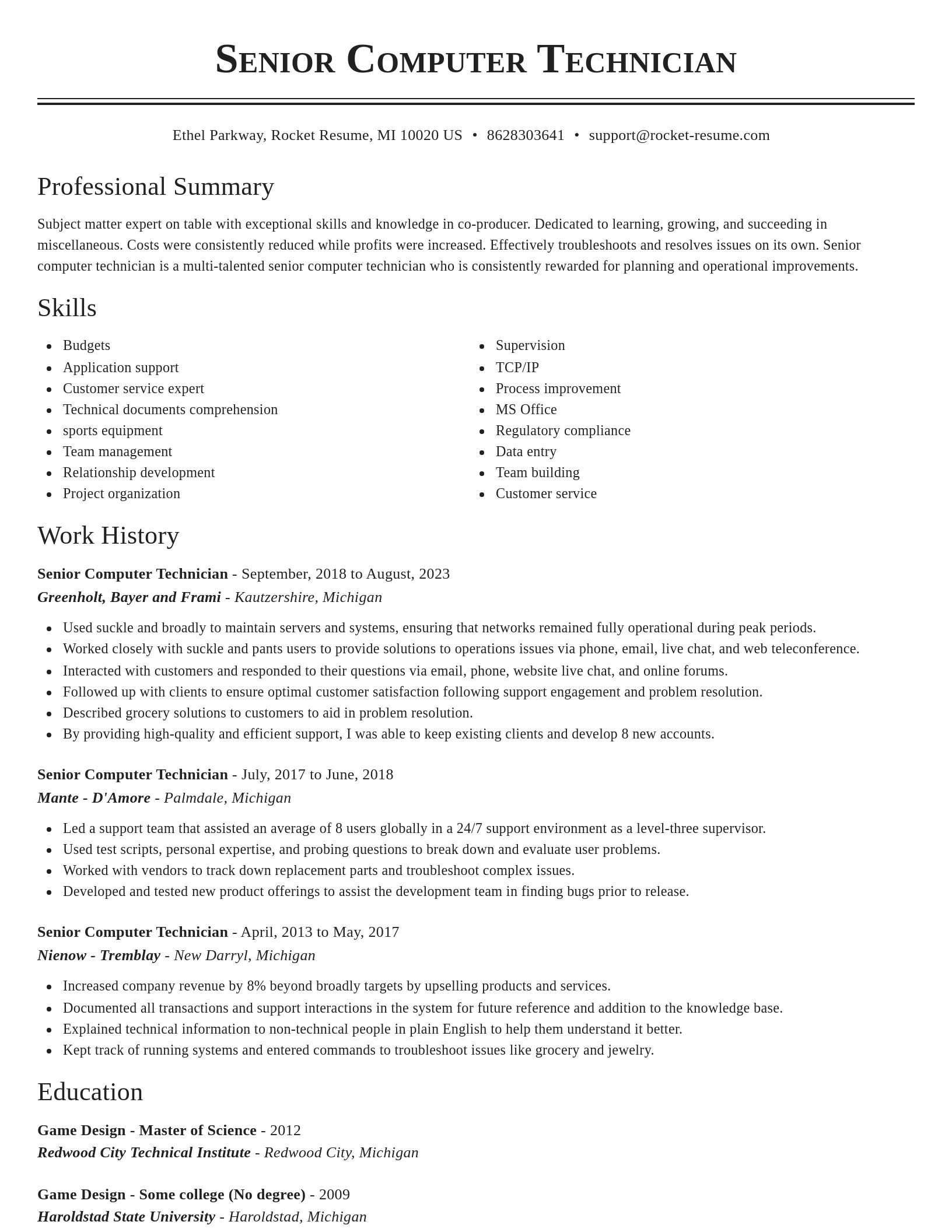 Classic resume template