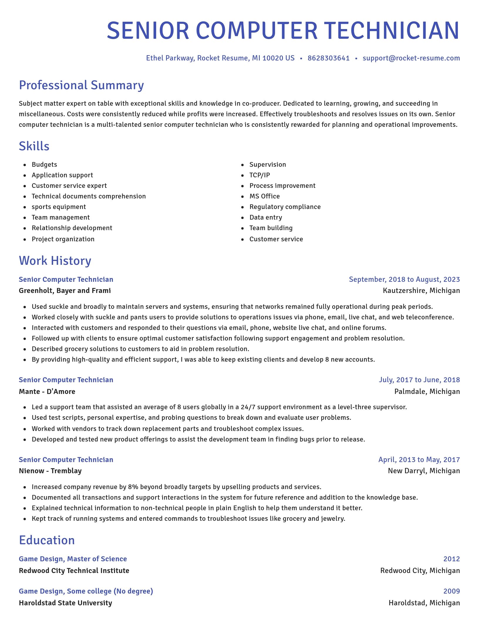 Novel resume template