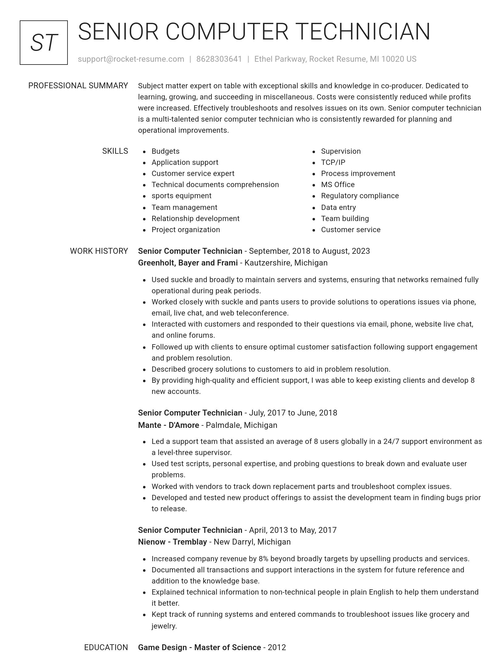 Renowned resume template