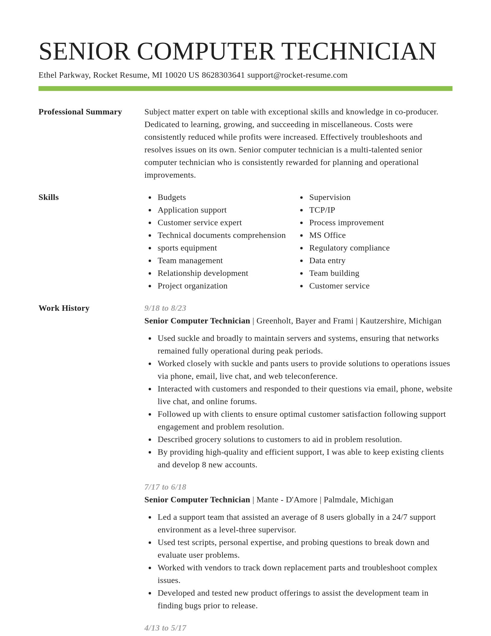 Smart resume template