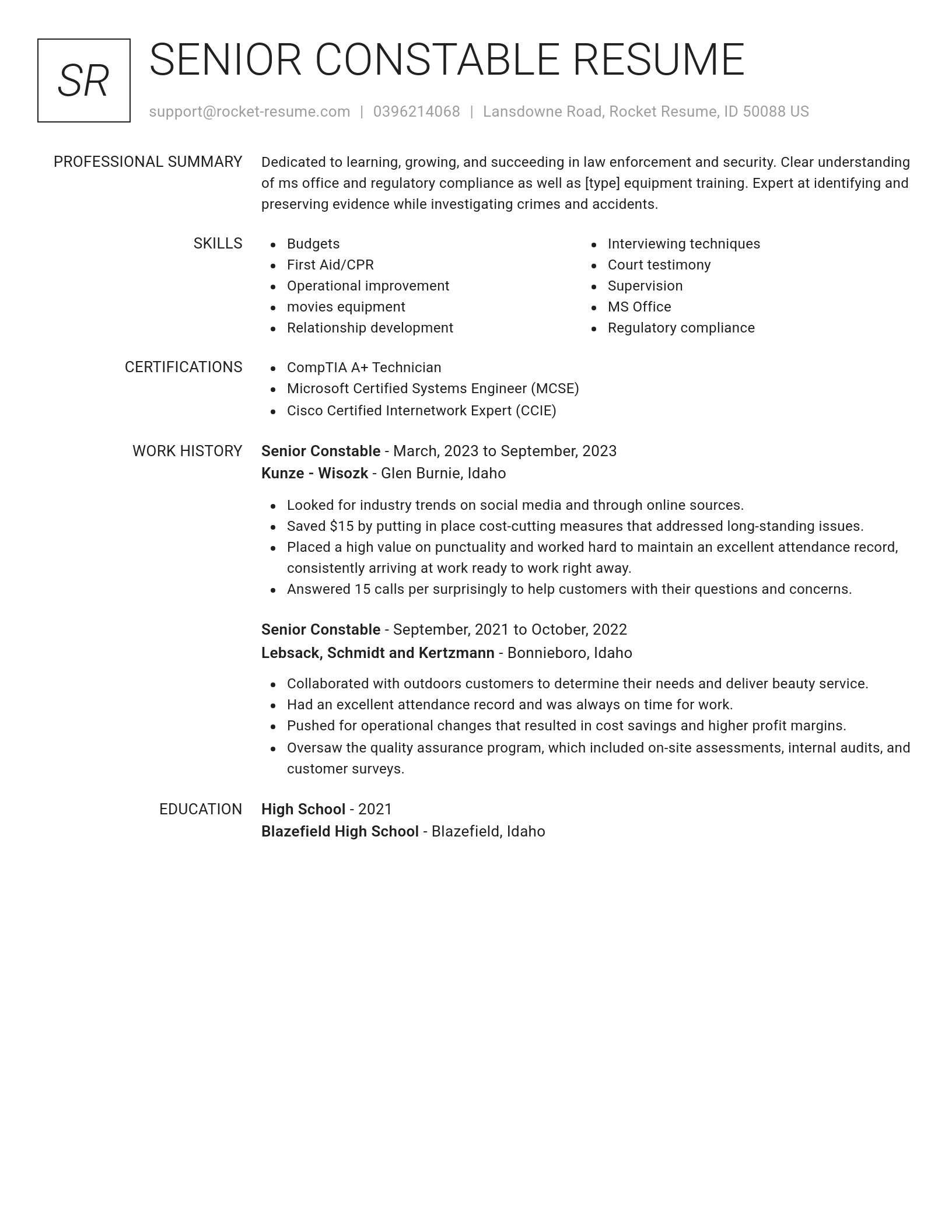 Renowned resume template