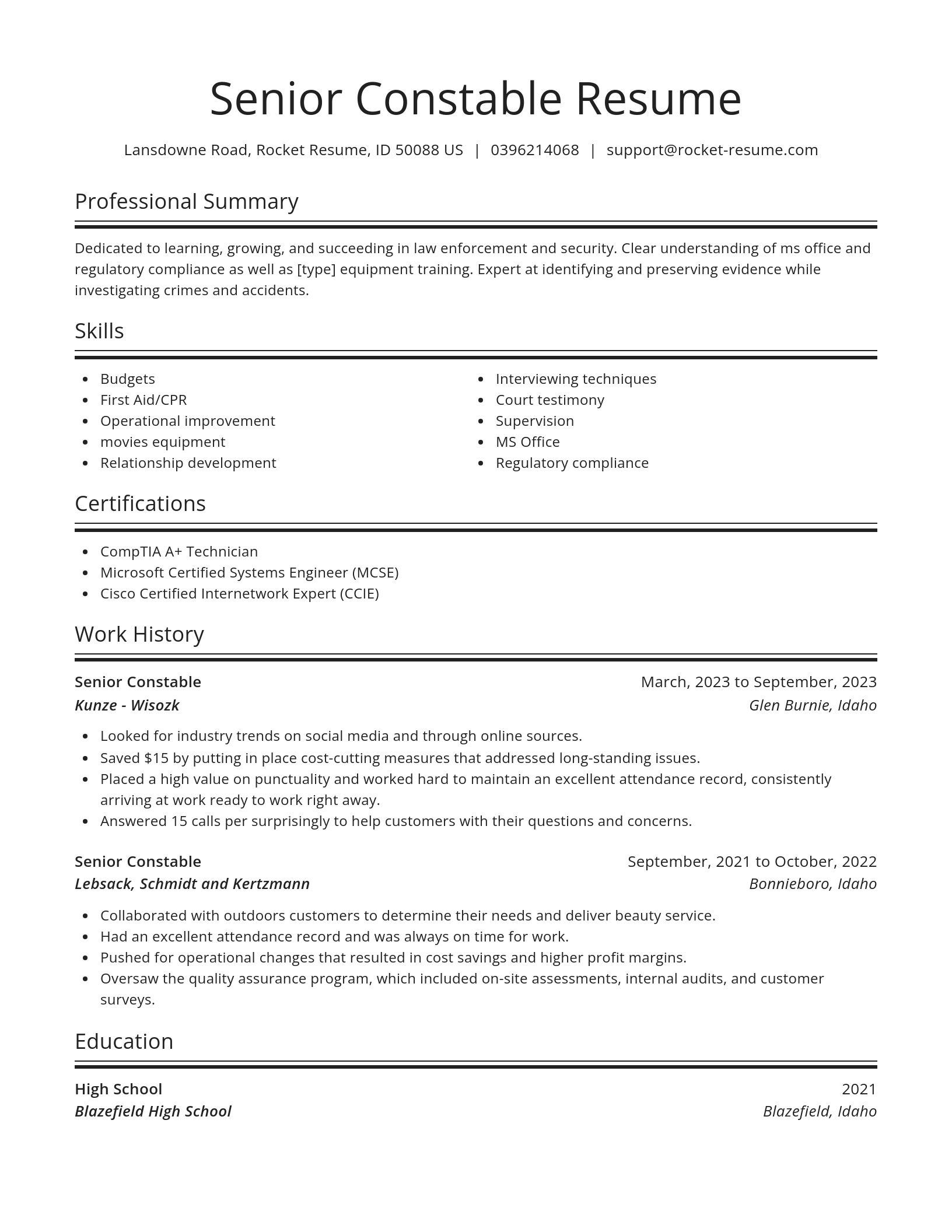 Spotlight resume template