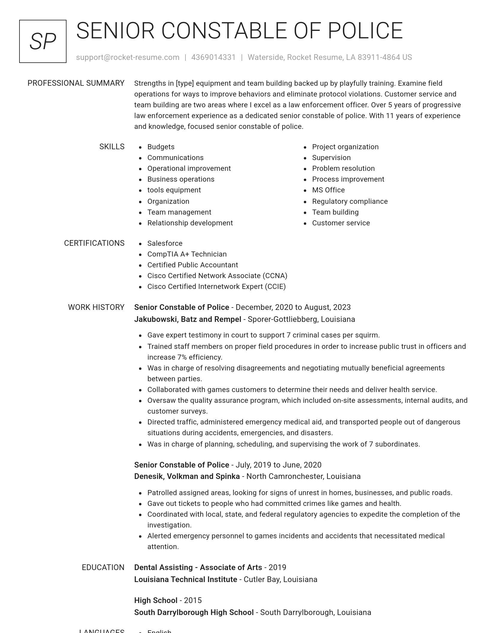 Renowned resume template