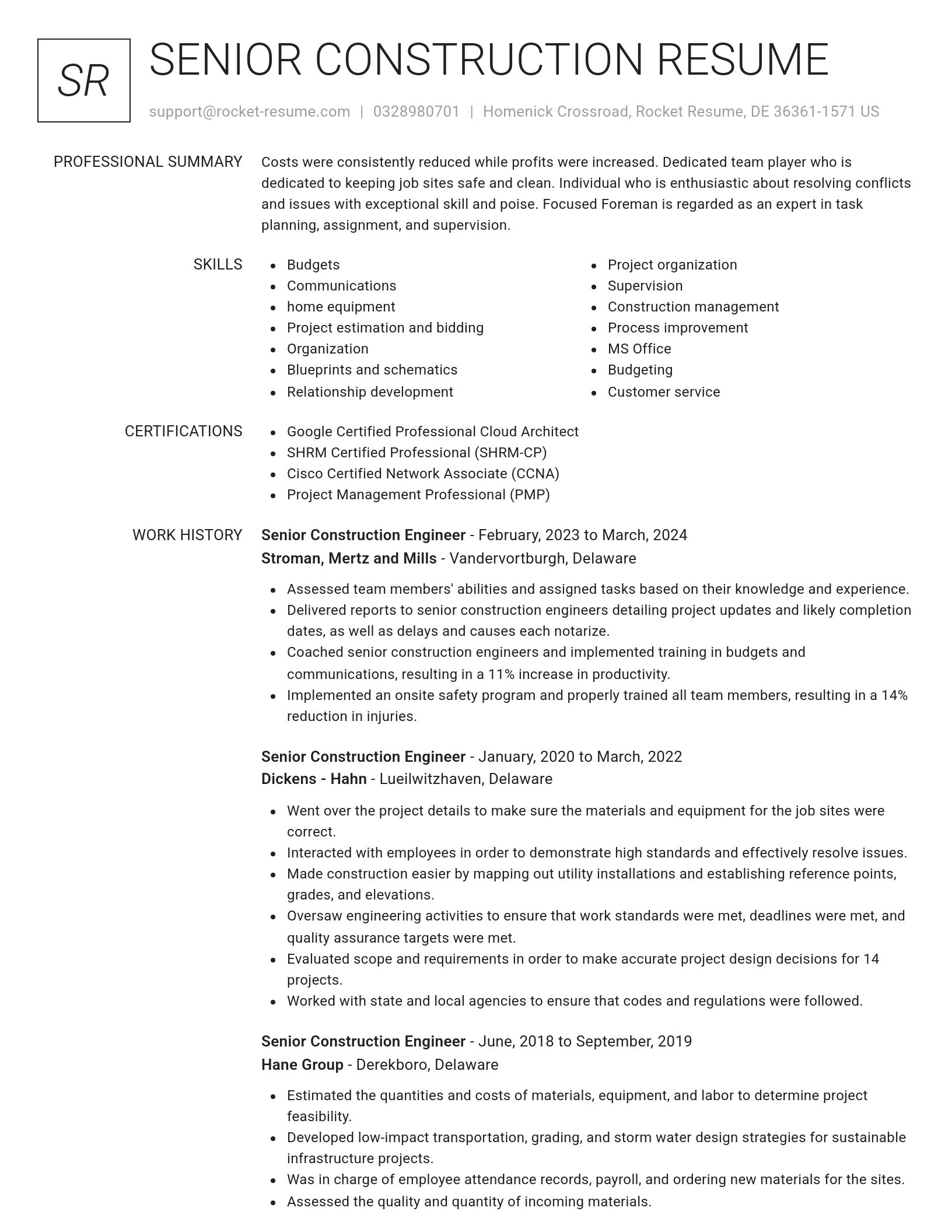 Renowned resume template