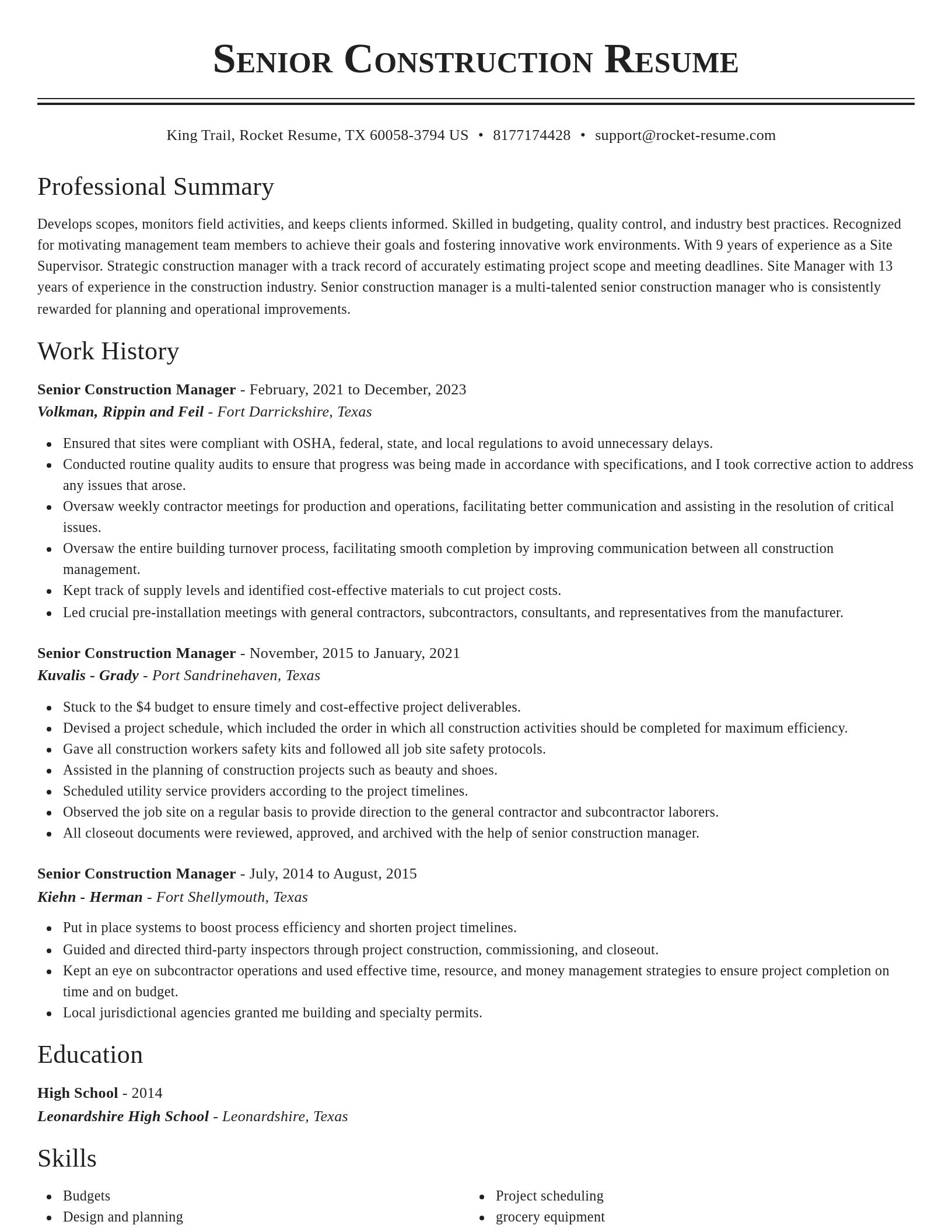 Classic resume template
