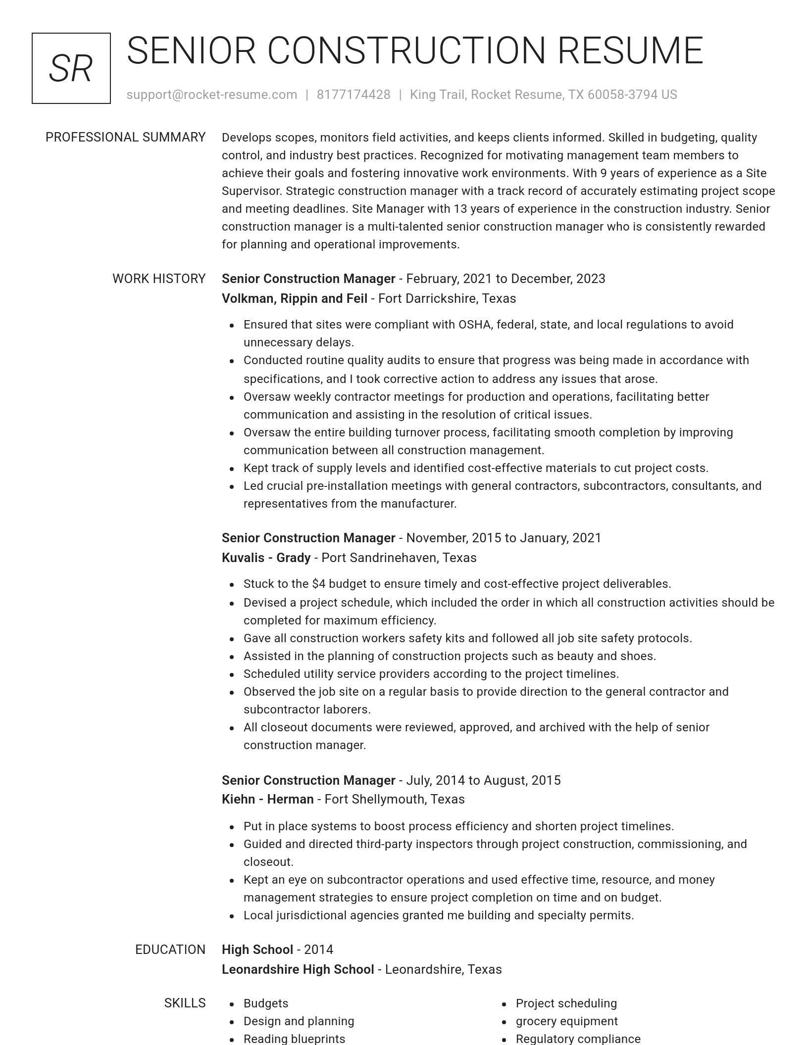 Renowned resume template