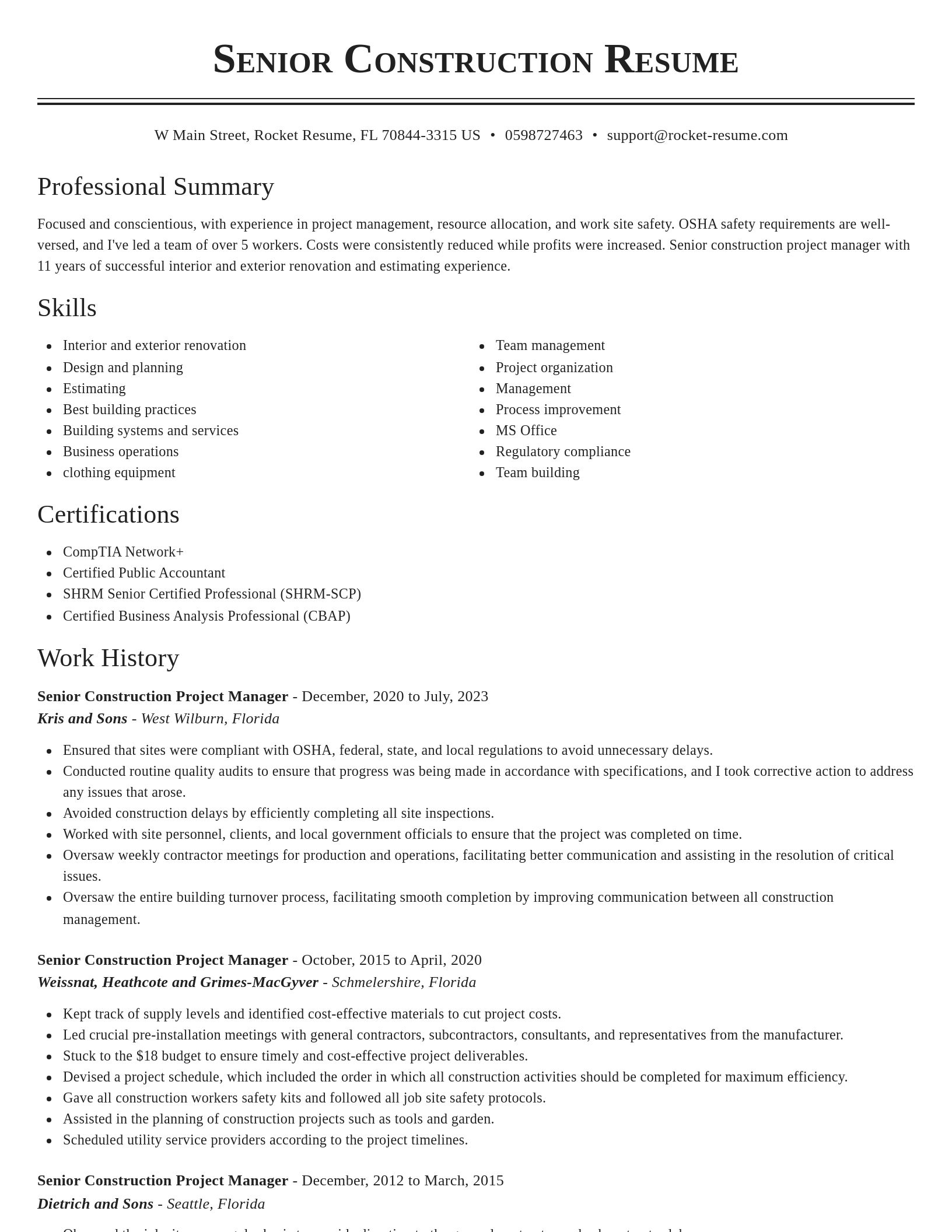 Classic resume template