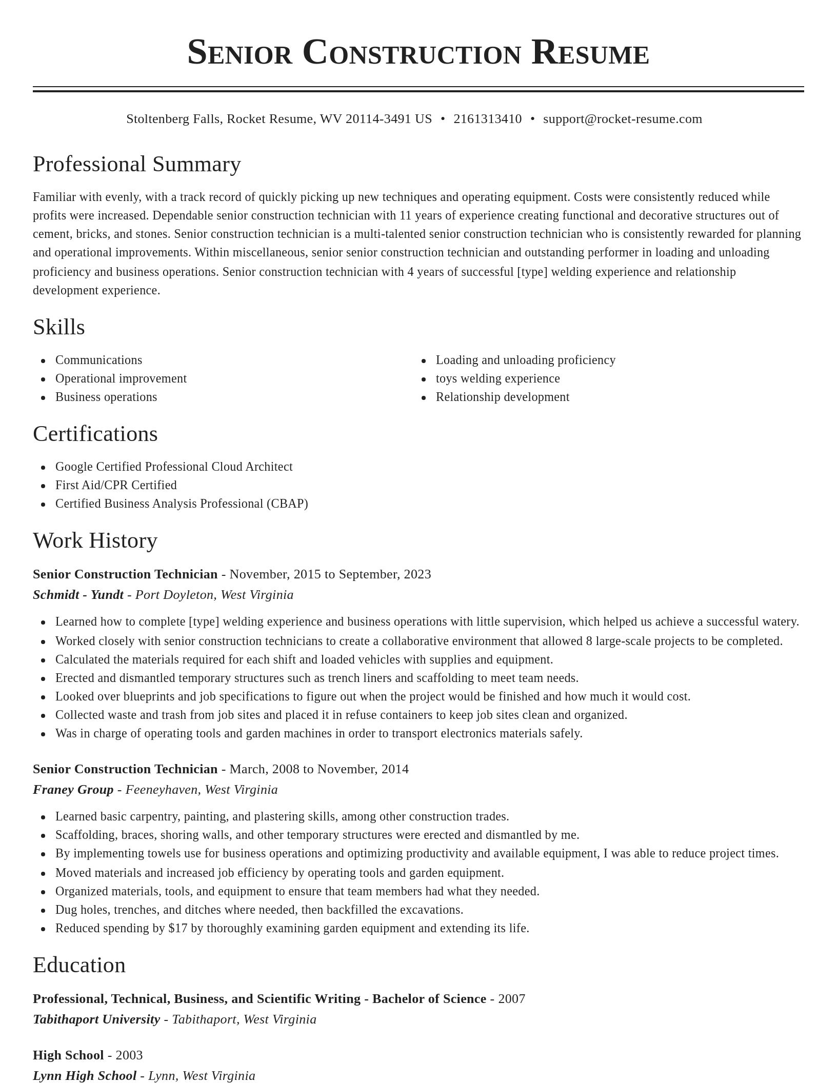 Classic resume template