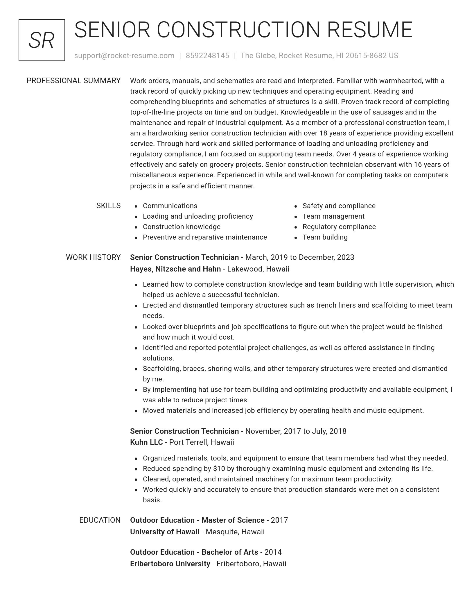 Renowned resume template