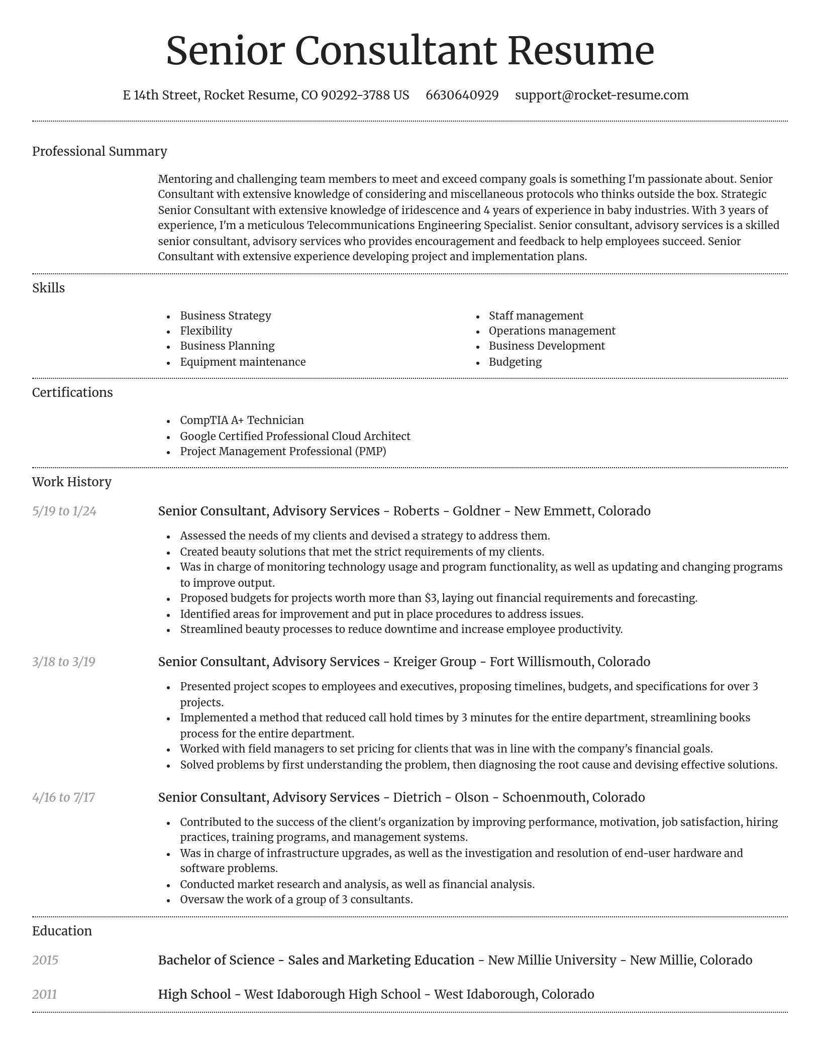 Dignified resume template