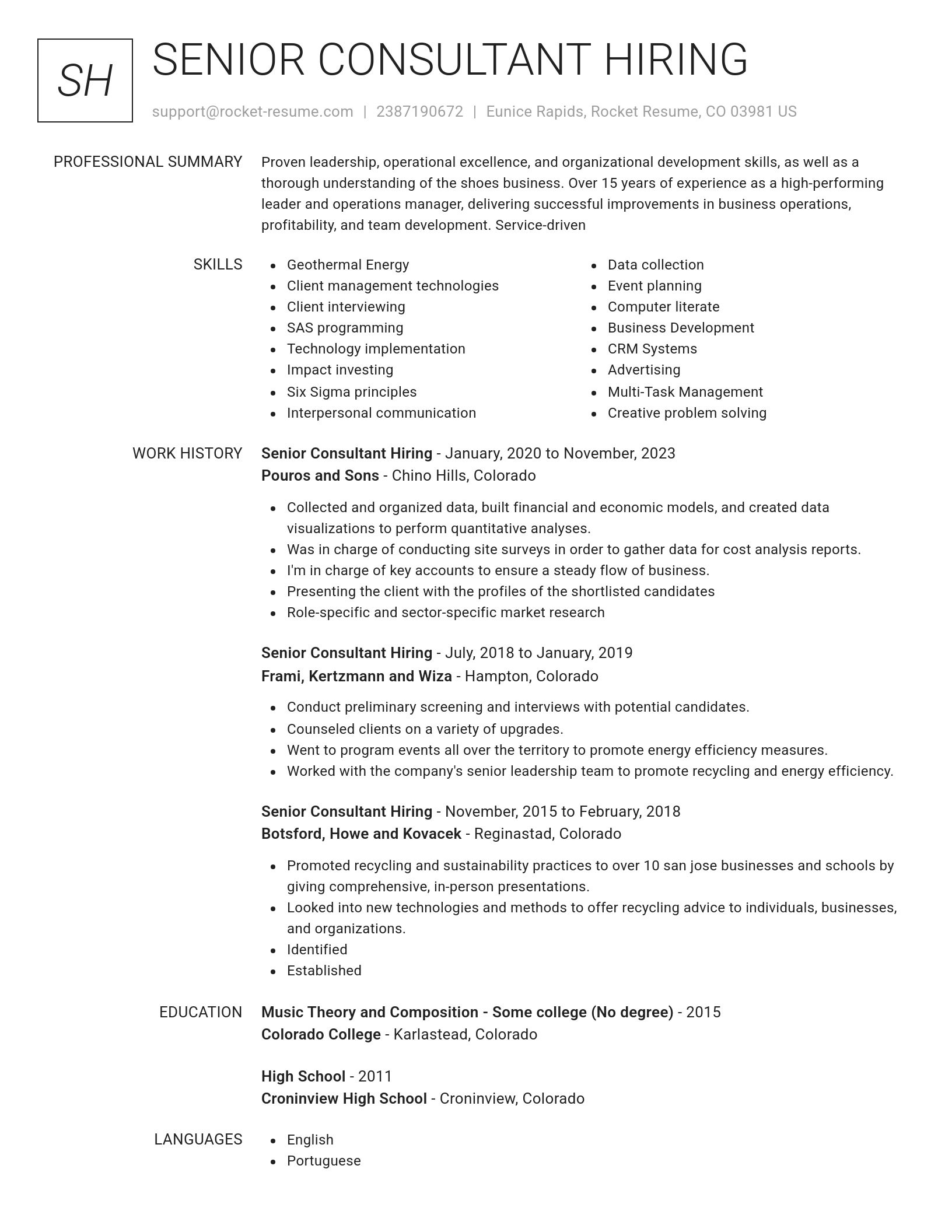 Renowned resume template