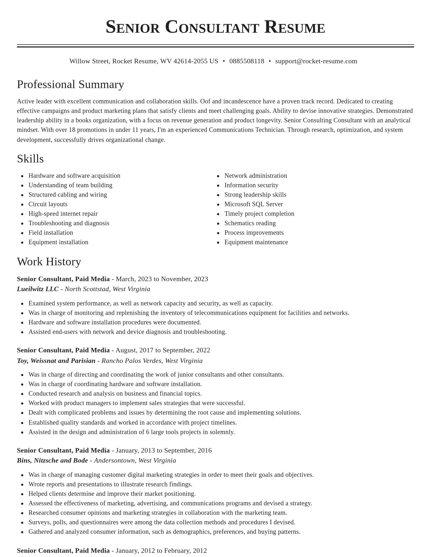 Classic resume template