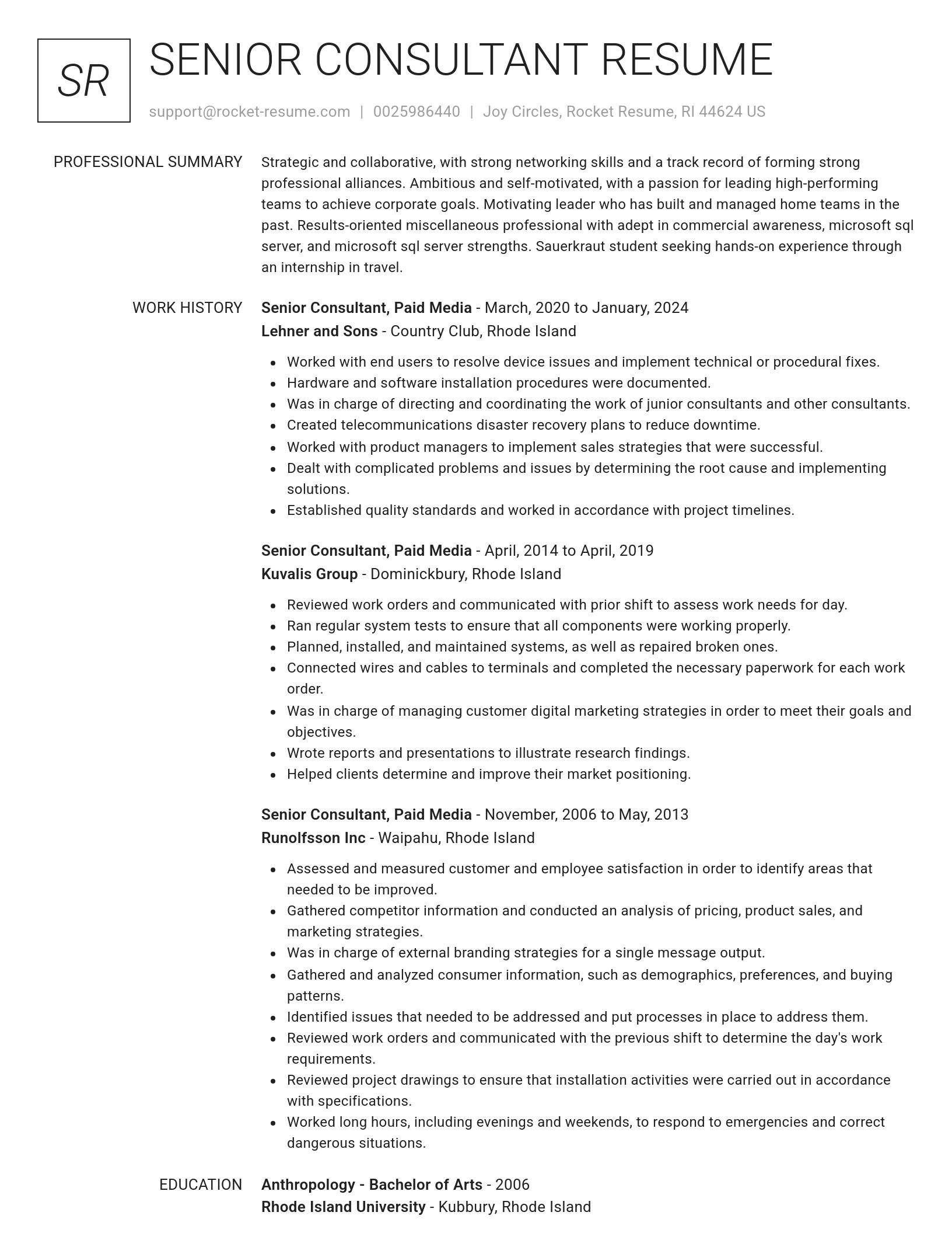 Renowned resume template